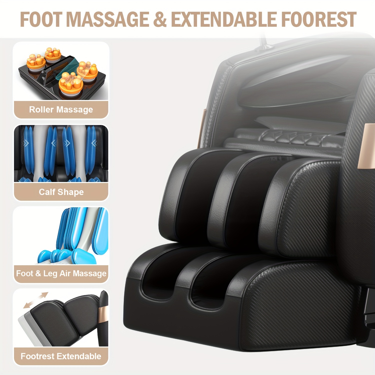 2025 Zero Gravity Multifunctional Full-Body Massage Chair, with foot massage, waist heating, and full-body airbag relaxation functions