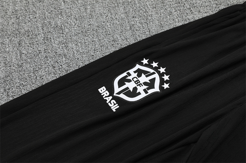 25/26 Brazil black Half Zip Training Kit (Adult Kids Kit)