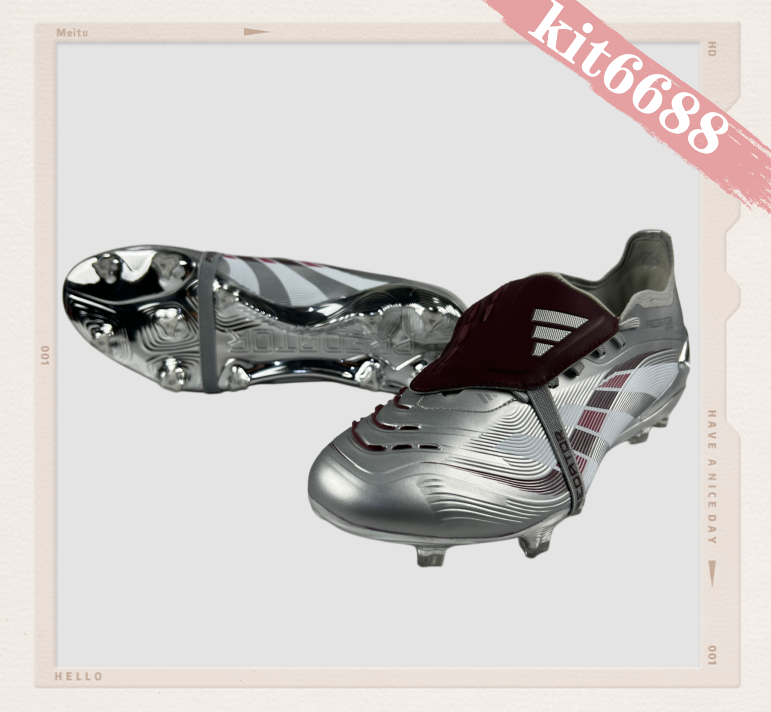 A Predator Elite Fold-over Tongue FG Jude Bellingham Chrome Dream - Silver Metallic/Legacy Burgundy/Maroon LIMITED EDITION