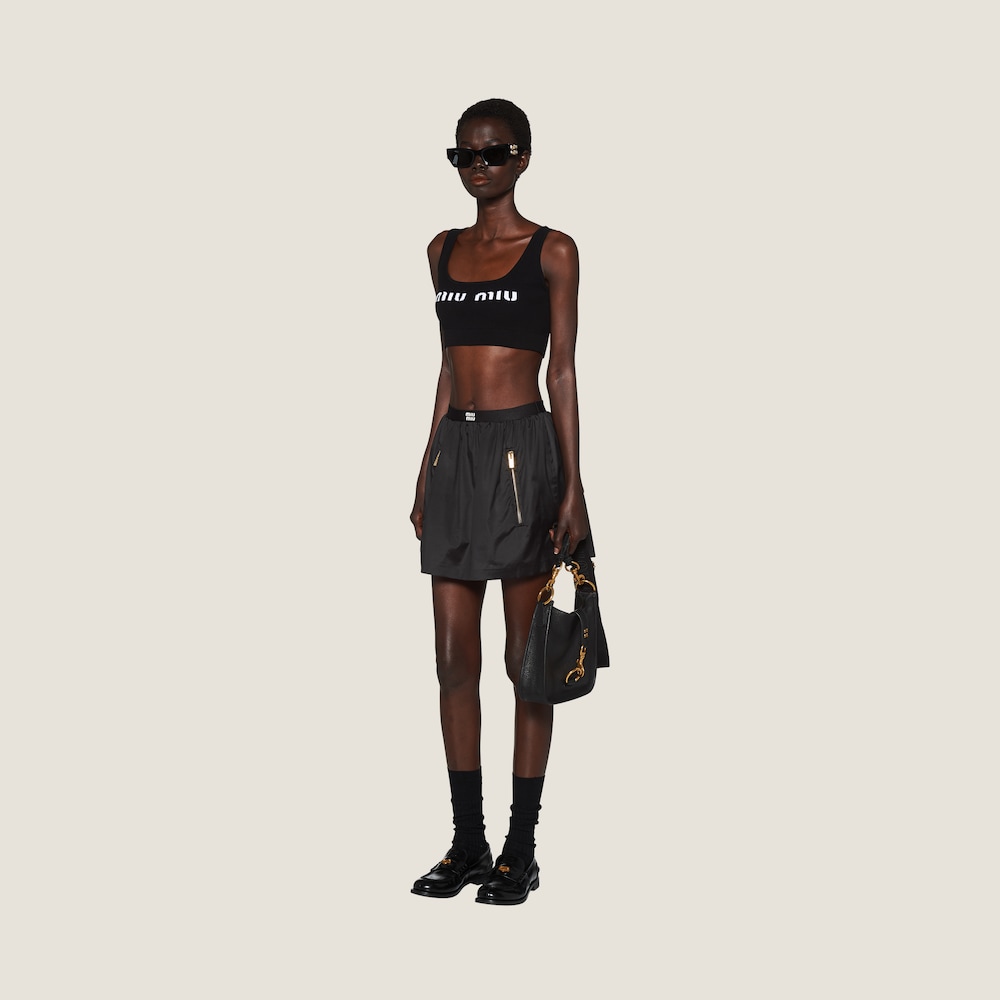 Technical silk miniskirt