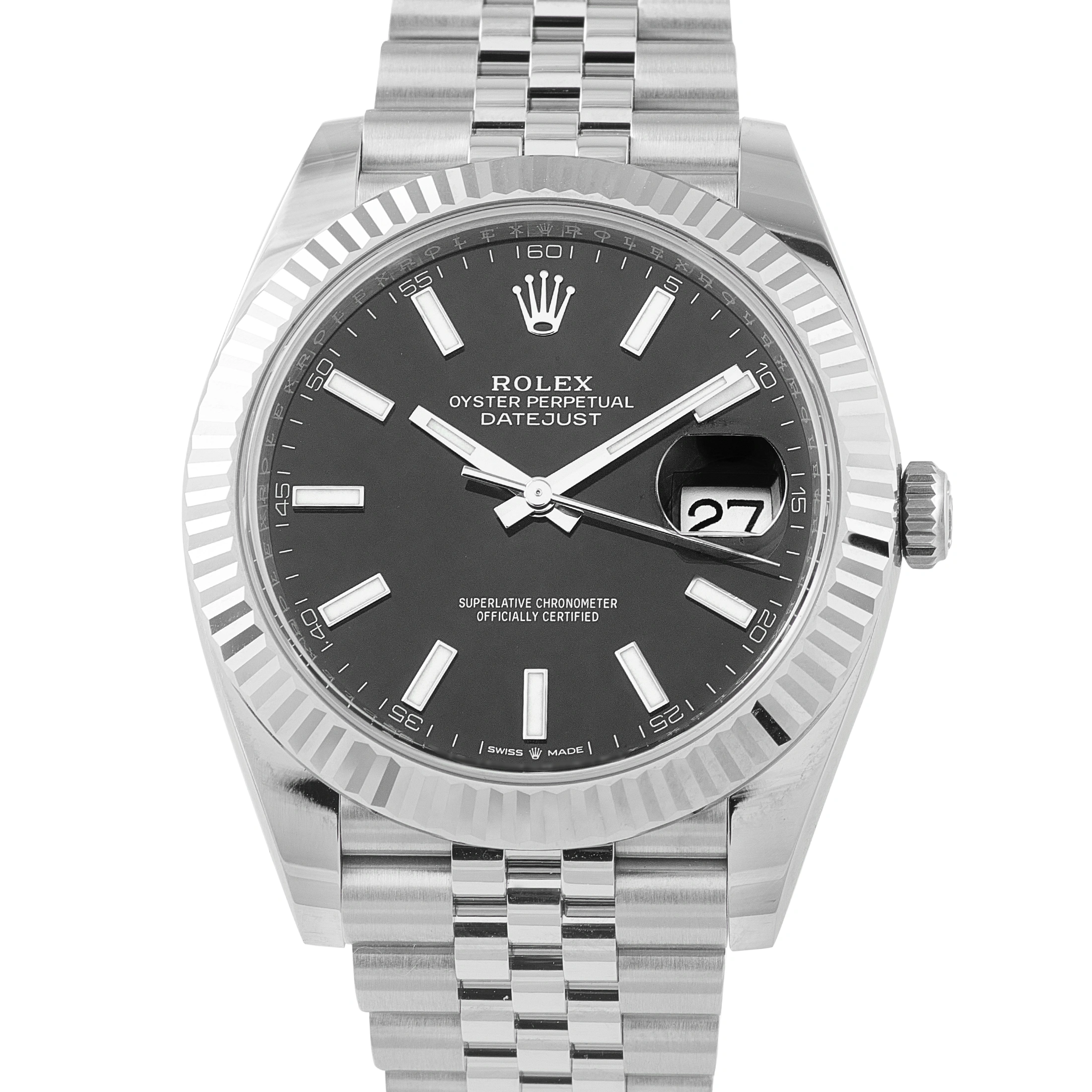 RolexDatejust 41 Black Dial White Rolesor Watch 126334-0018