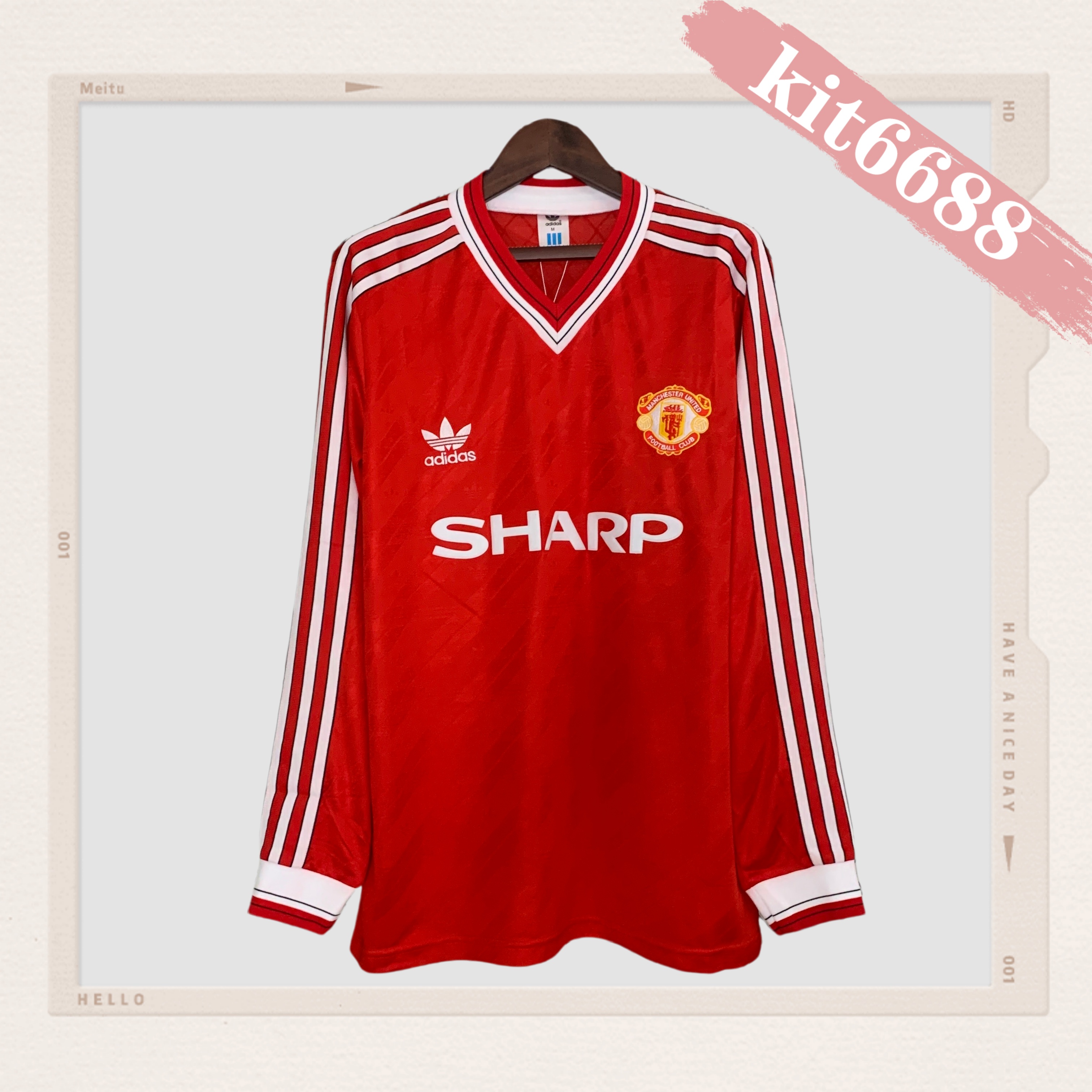 86/88 Manchester United home long sleeved retro football jersey