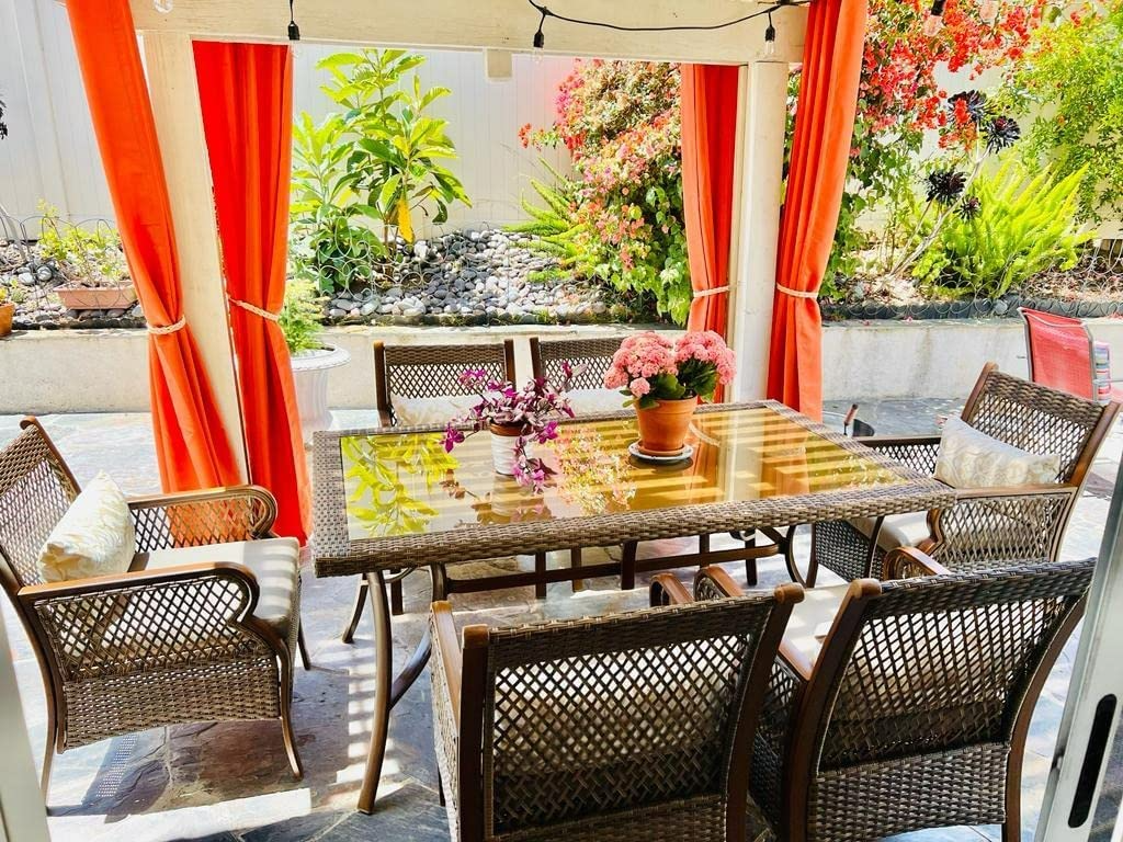 Patio Dining Set Outdoor Wicker Patio Furniture Sets Rectangular Tempered Glass Top Dining Table