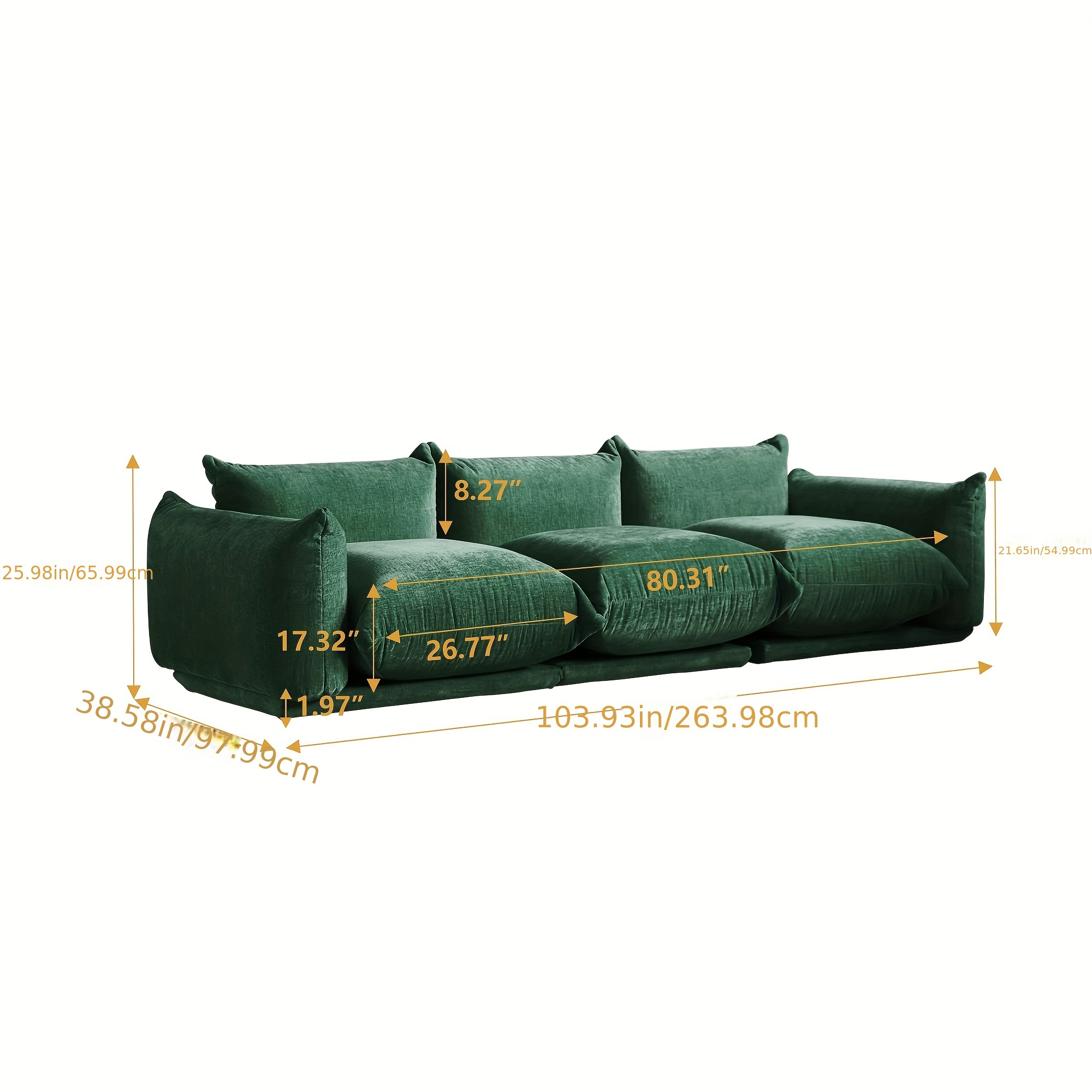 Modular sectional sofa, 104inch Chenilleyarn minimalist sofa, 3-seater convertible sofa, spacious living room sofa set, suitable for offices and homes