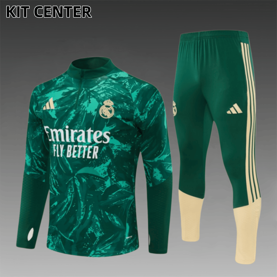 26/27 Real Madrid green Half Zip Training Kit (Adult Kids Kit)