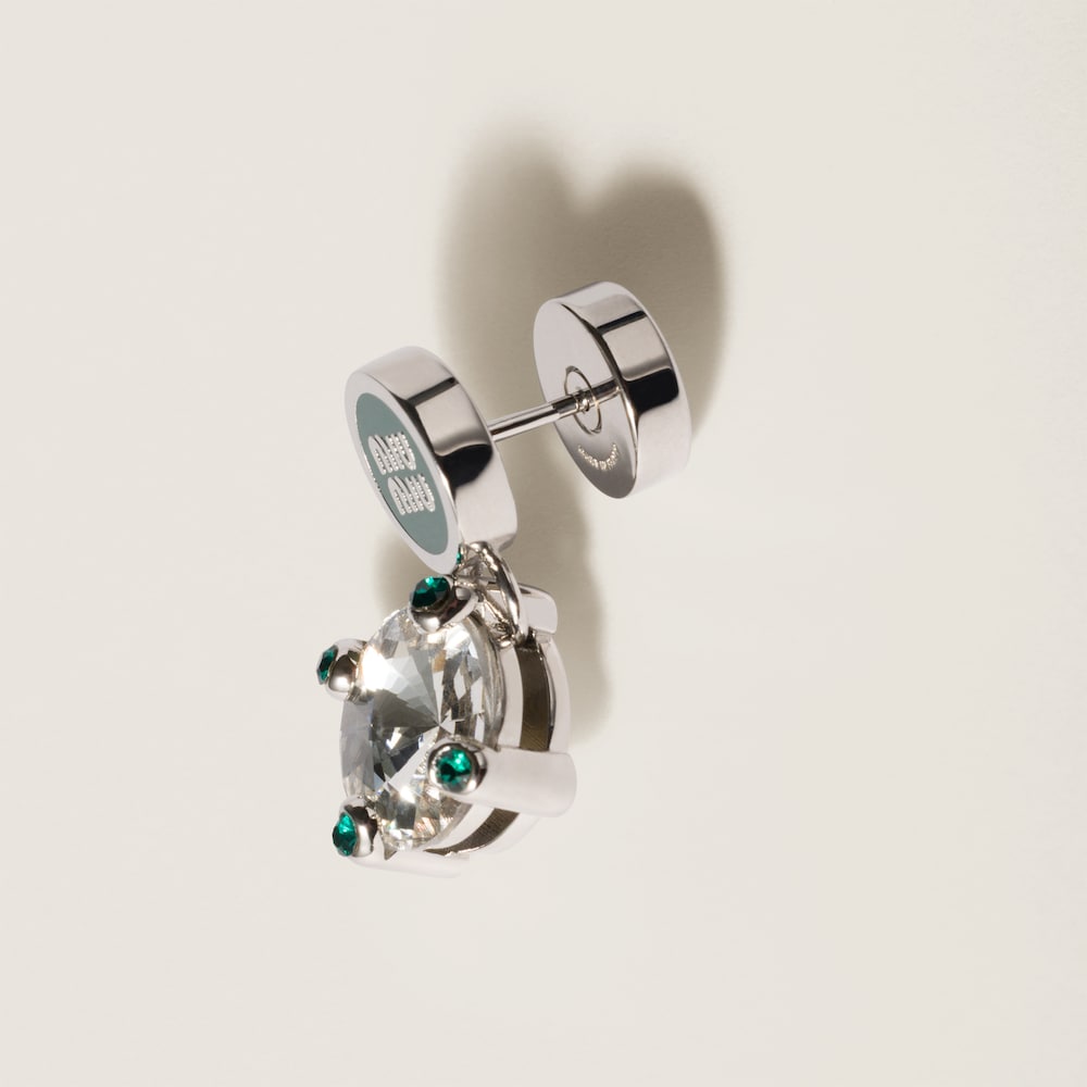 Metal earrings with crystals