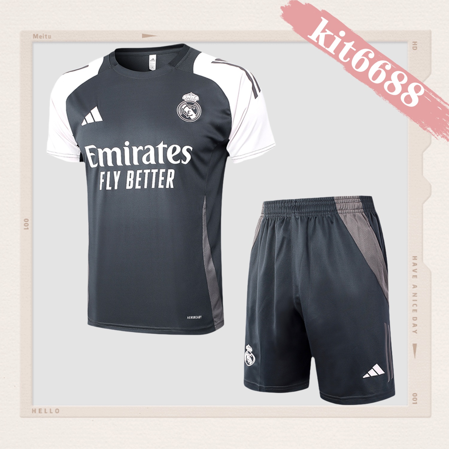2024/2025 Real Madrid Grey Adult Short Sleeve Training Suit (Adult Kit)