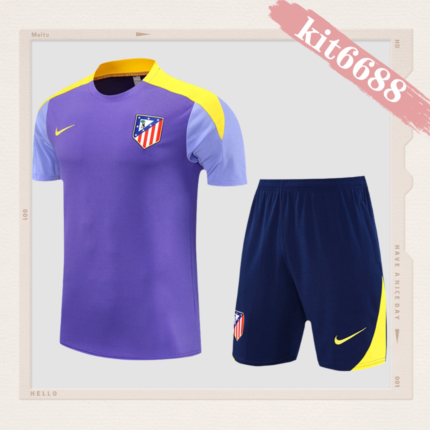 2025/2026 Atletico Madrid Purple Kids Short Sleeve Training Clothes (Kids Kit)