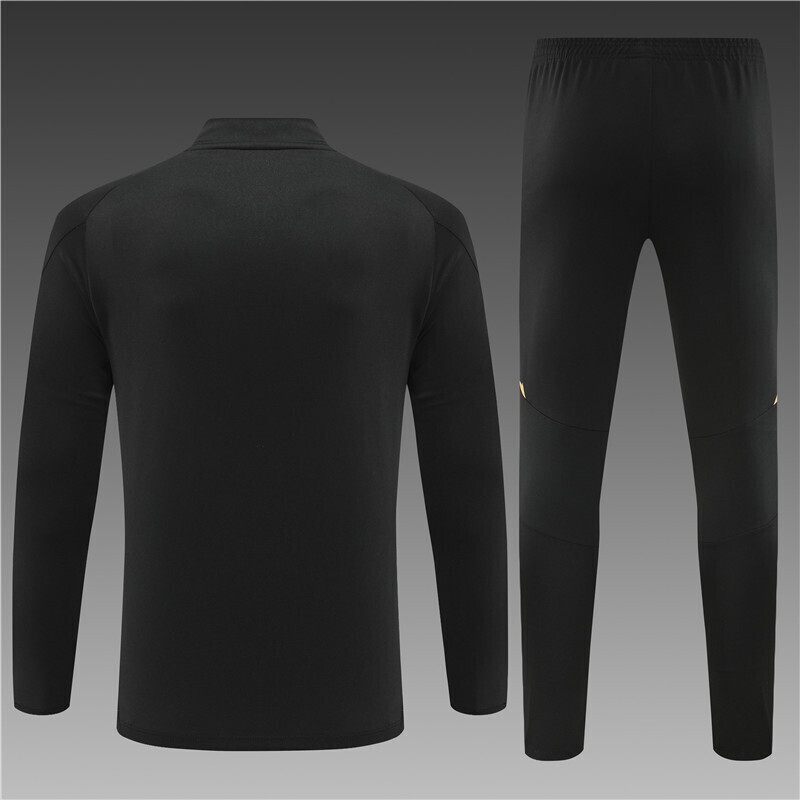 24/25 Real Madrid black gold Half Zip Training Kit (Adult Kids Kit)