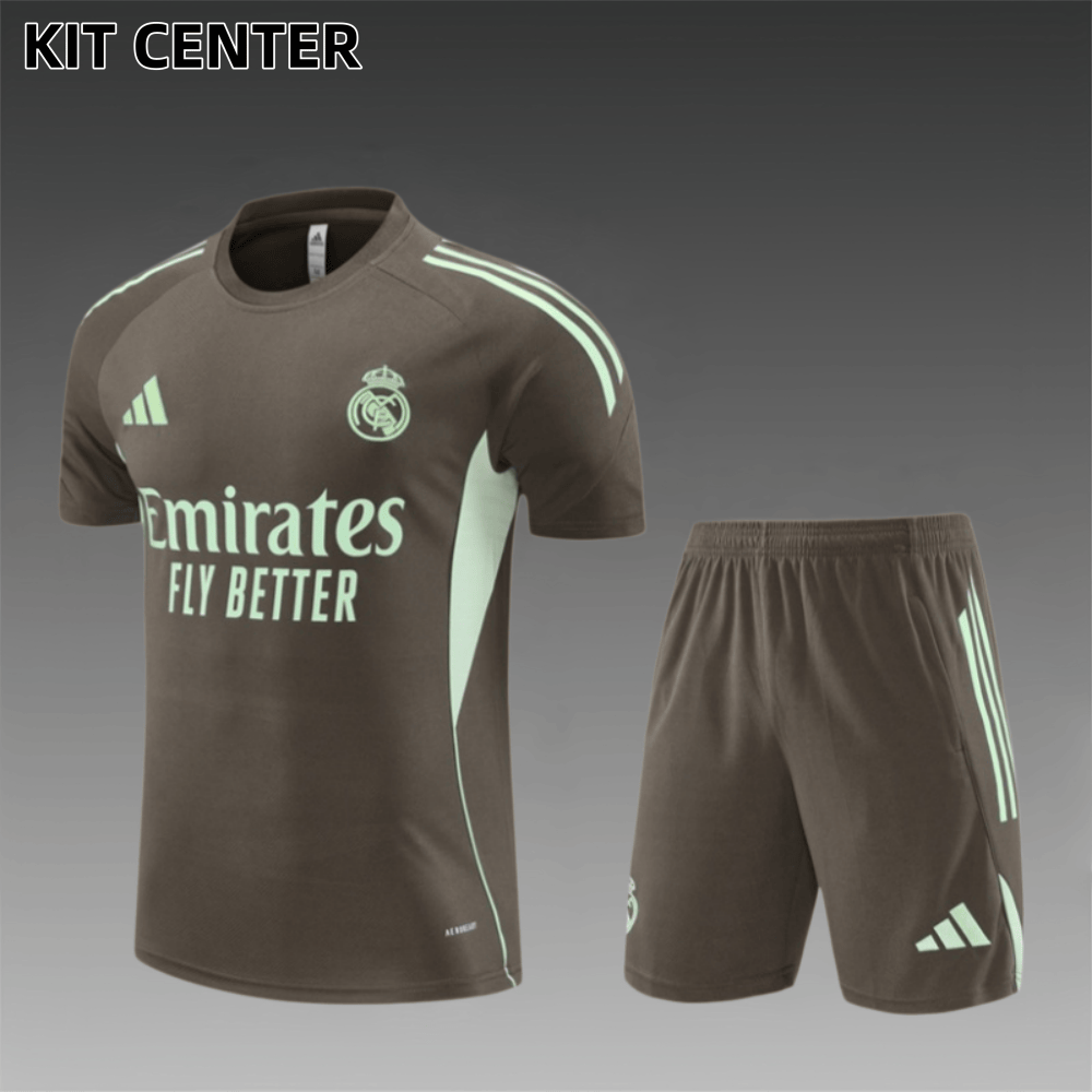 25/26 Real Madrid khaki Short Sleeve Training Wear ( Adult kit Kids )