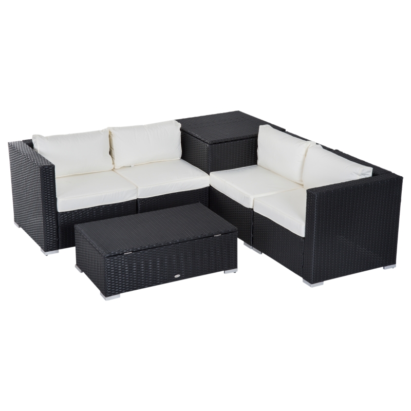 6pc Rattan Wicker Set Garden Sectional Furniture Storage w/Cushion