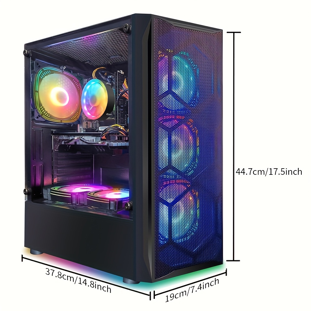 STGAubron Gaming Desktop PC, Core i7 up to 3.9GHz, Ryzen 6950XL 8GB graphics card, 16GB RAM, 512GB SSD, WiFi 6, Bluetooth 5.0, 6 RGB fans, pre-installed Windows 11 Home Edition