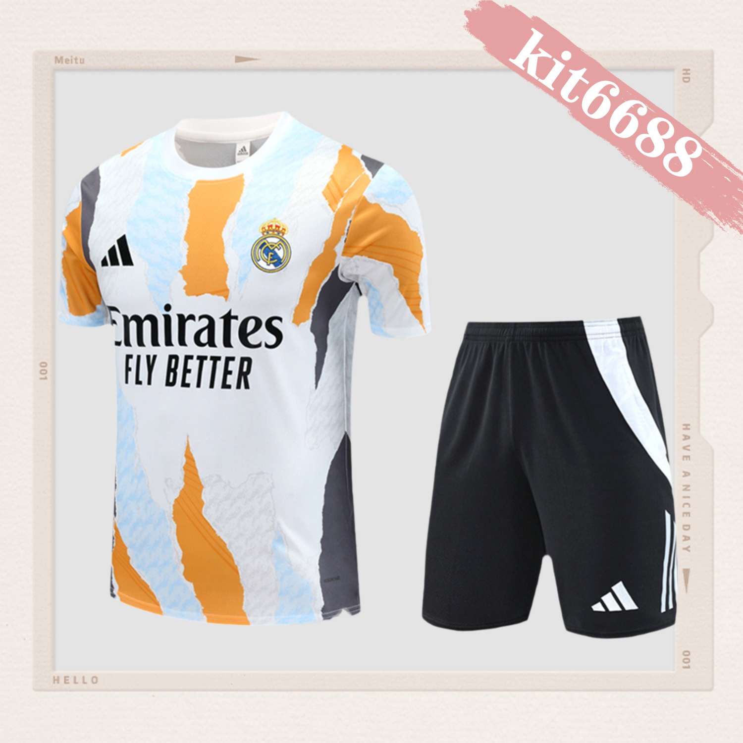 2024/2025 Real Madrid camouflage short-sleeved adult training suit (Adult Kit)
