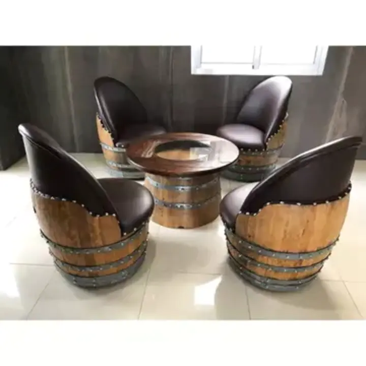 4 Chair Half Barrel Lounge Set