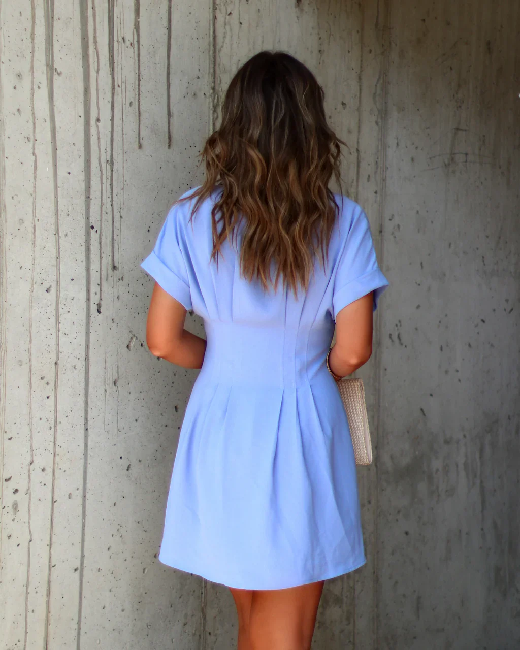 Ginnie Pintuck Button Down Shirt Dress
