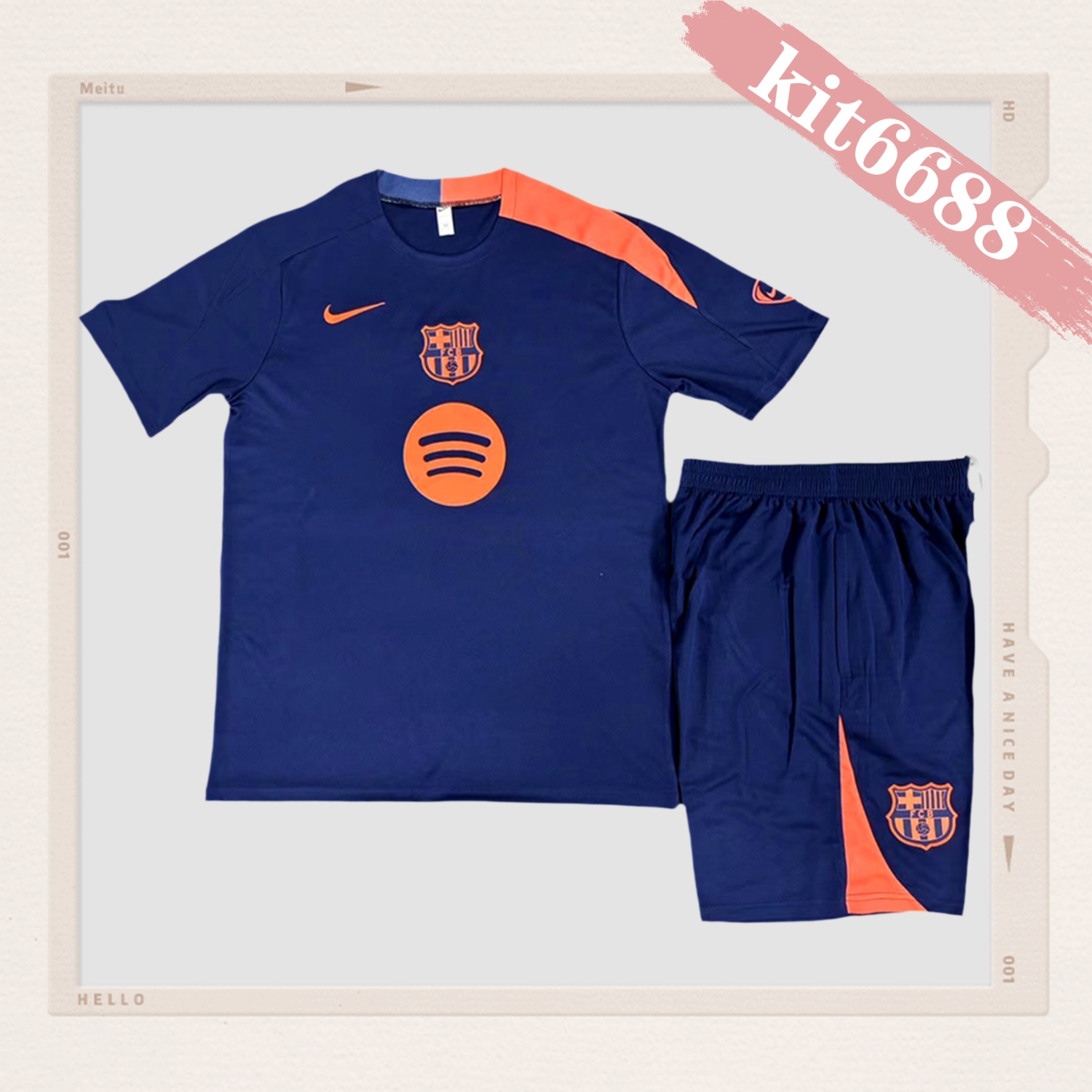 2025/2026 Barcelona Kids Short Sleeve Training Clothes (Kids Kit)