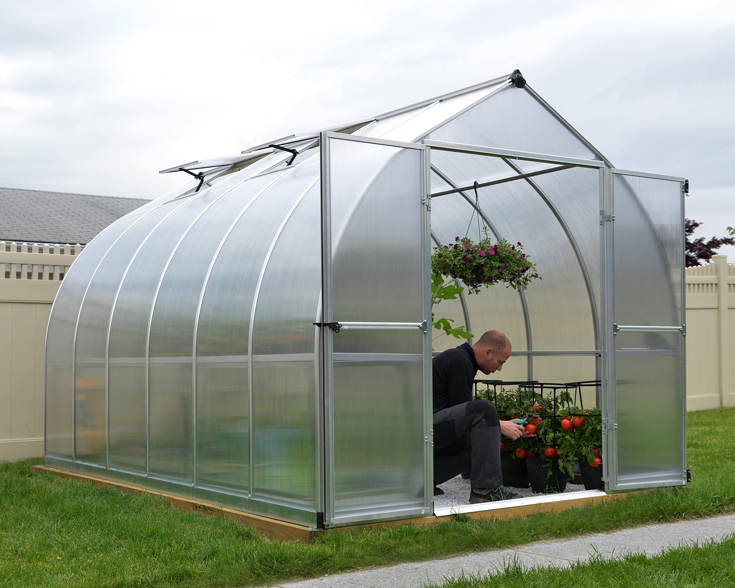 Bella Hobby Greenhouse, 8' x 12', Silver with Twin Wall Glazing
