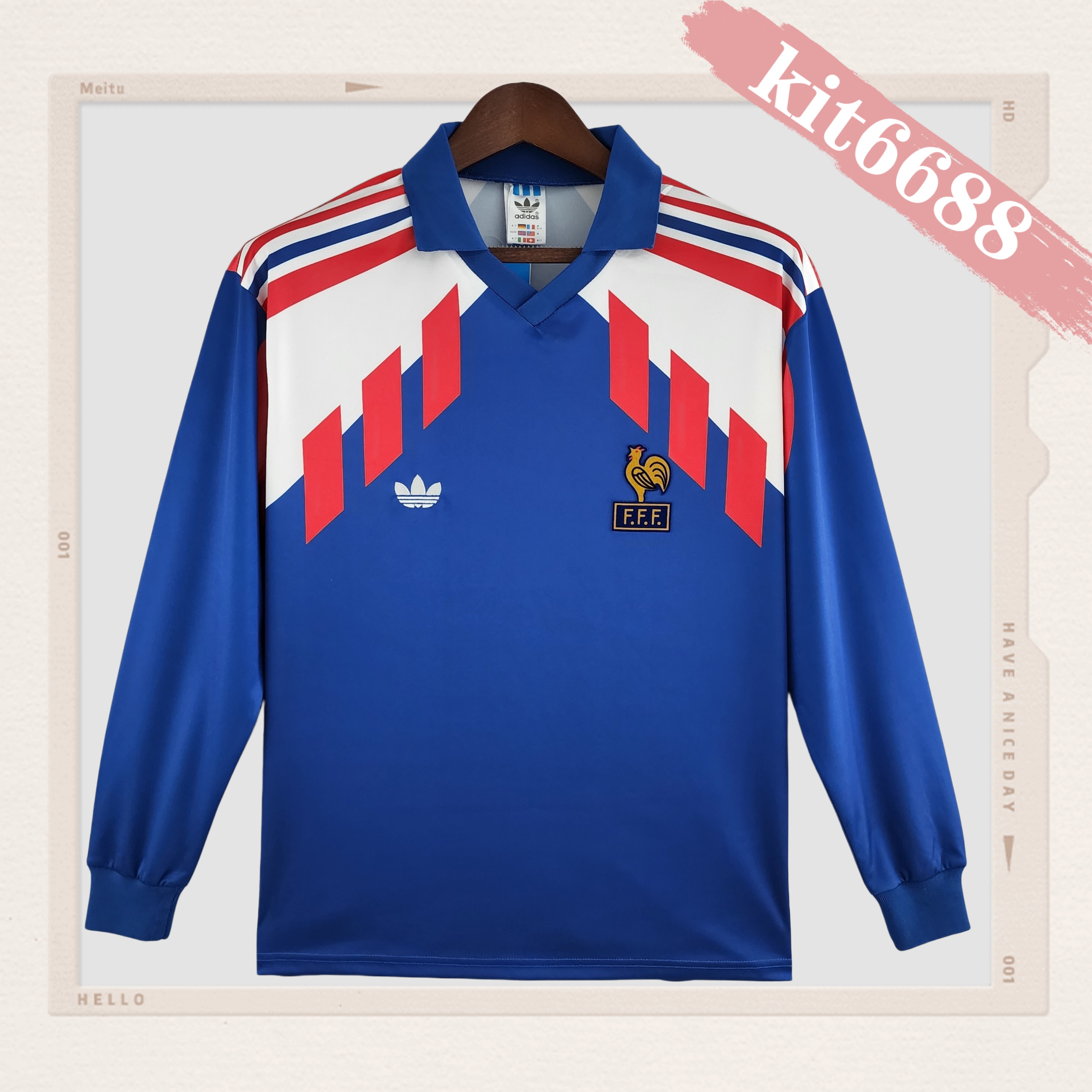 88/90 France Home  Retro long Football Shirt