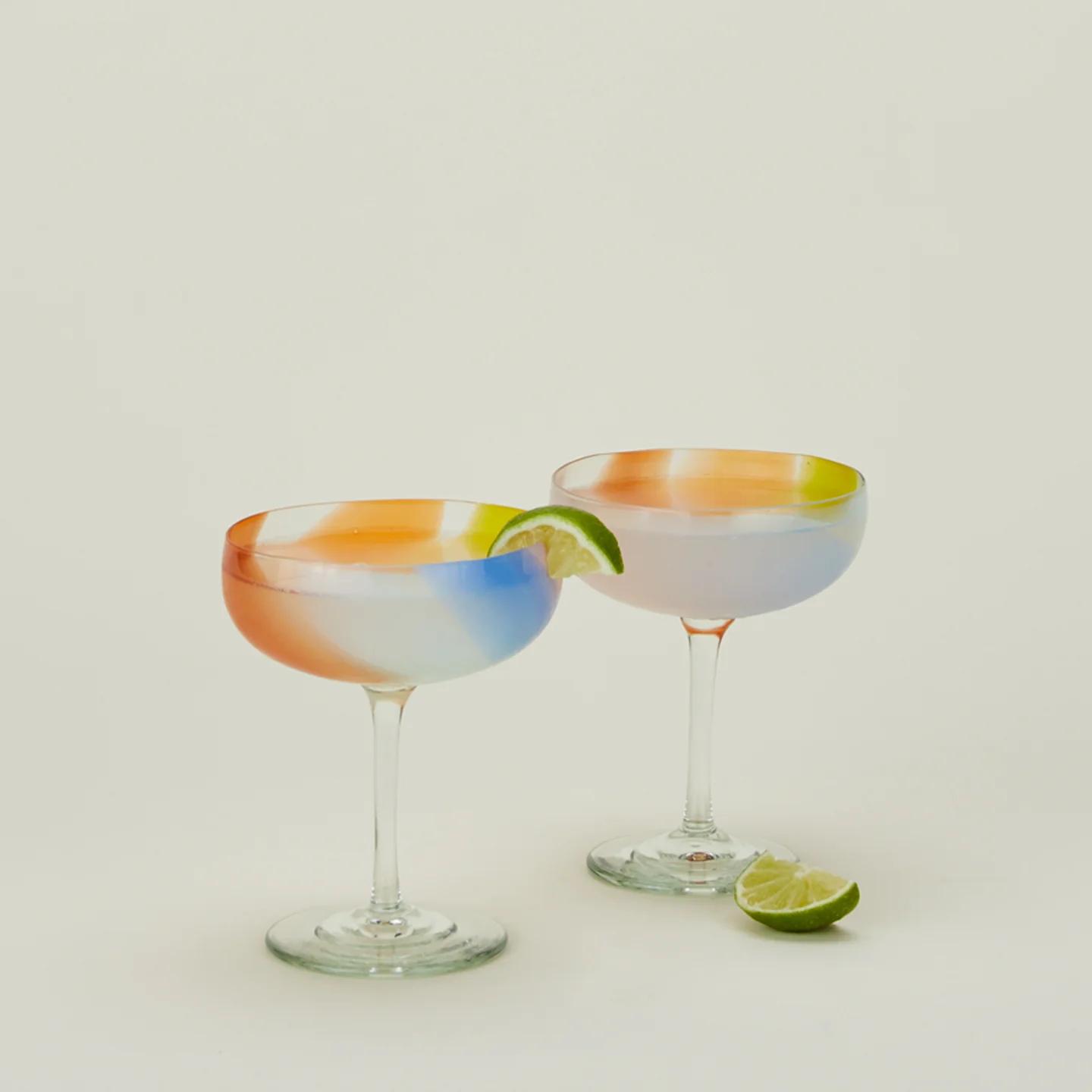 Hand Blown Coupe, Set of 2 - Multicolor