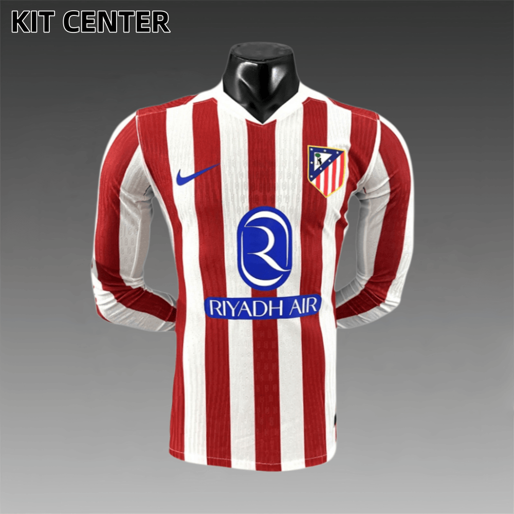 2025/2026 Atletico Madrid Home Long Sleeved Football Shirt (Player Edition)