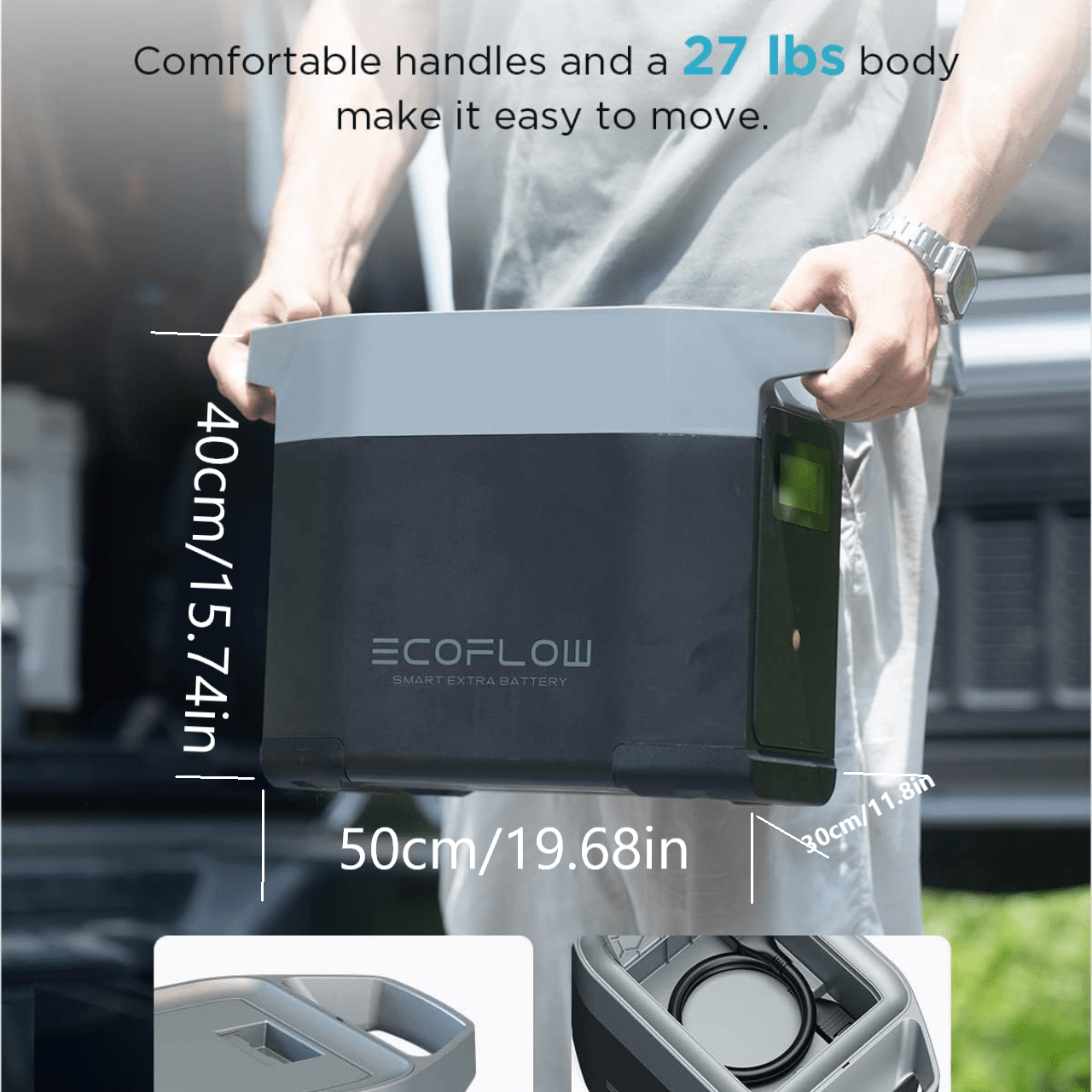 EcoFlow 20W GaN-C fast charger, with ECOFLOW DELTA 2 smart expansion battery, 1024Wh LiFePO4 expansion battery, suitable for DELTA 2 power station (expansion battery only, power station not included)