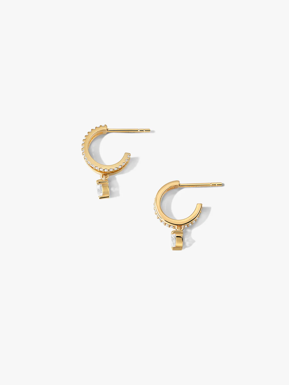 Pave Heart Drop Double Hoops