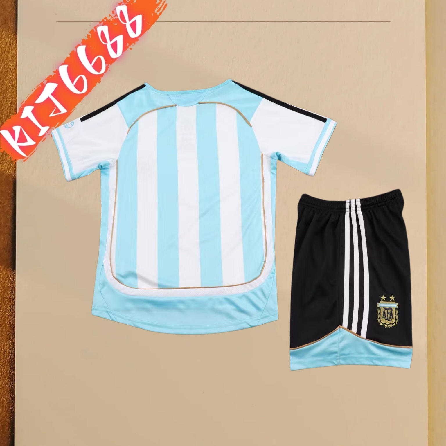 2006 Argentina home Retro  Football Shirt ( Kids Kit )