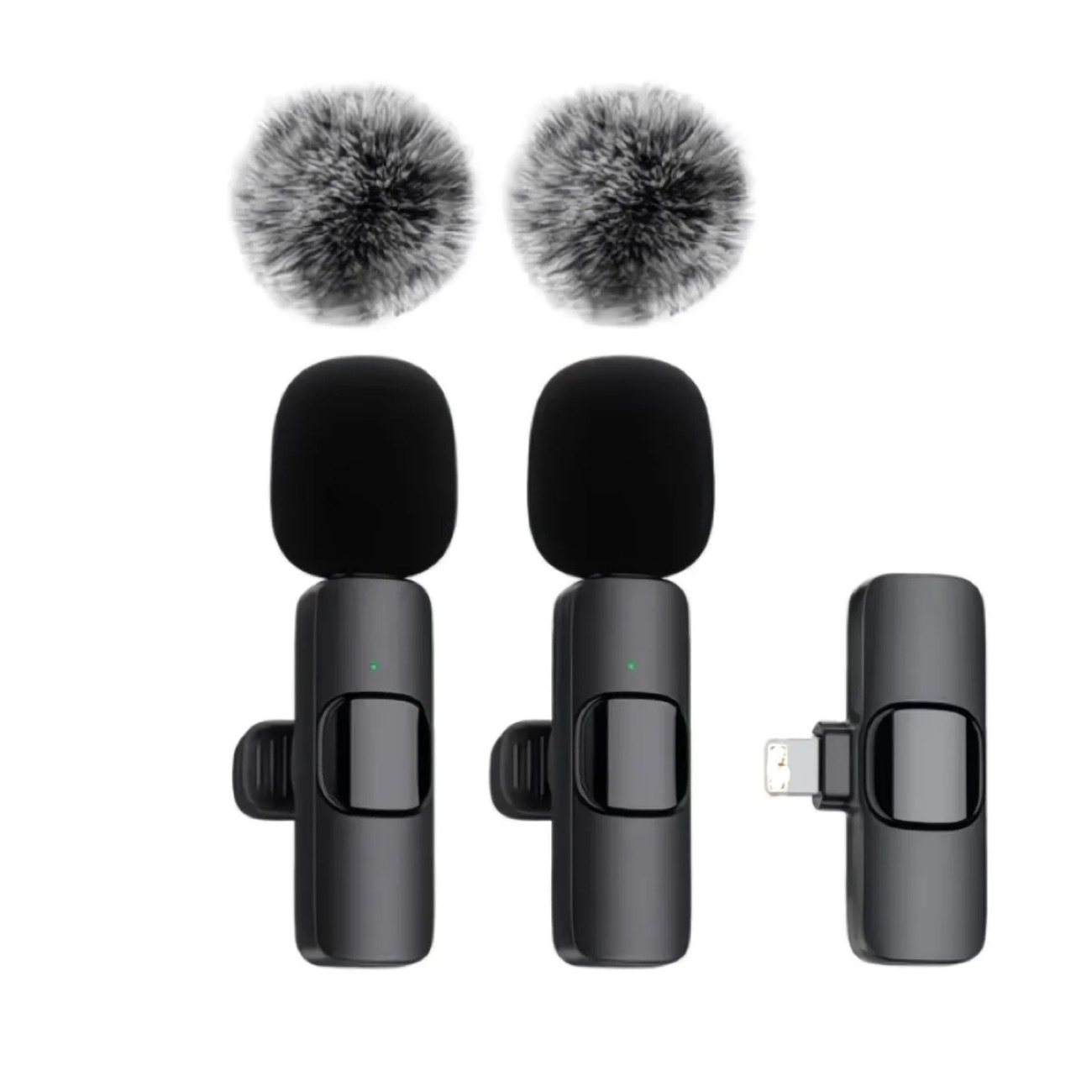 2 in 1 Wireless Lavalier Microphone, Plug and Play Lapel Mic for iPhone iPad Android Phone, Noise Reduction Wireless Microphone for Video Recording, Vlog, Live Streaming, Interview