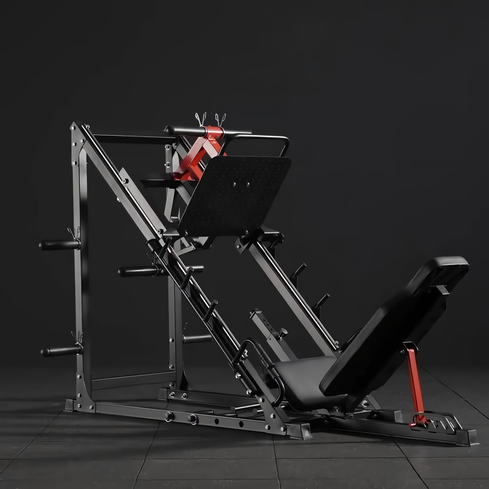 1 leg press machine, with a weight capacity of 1400 pounds| Adjustable iron leg machine with resistance band anchors and plate storage, universal exercise equipment for strength training