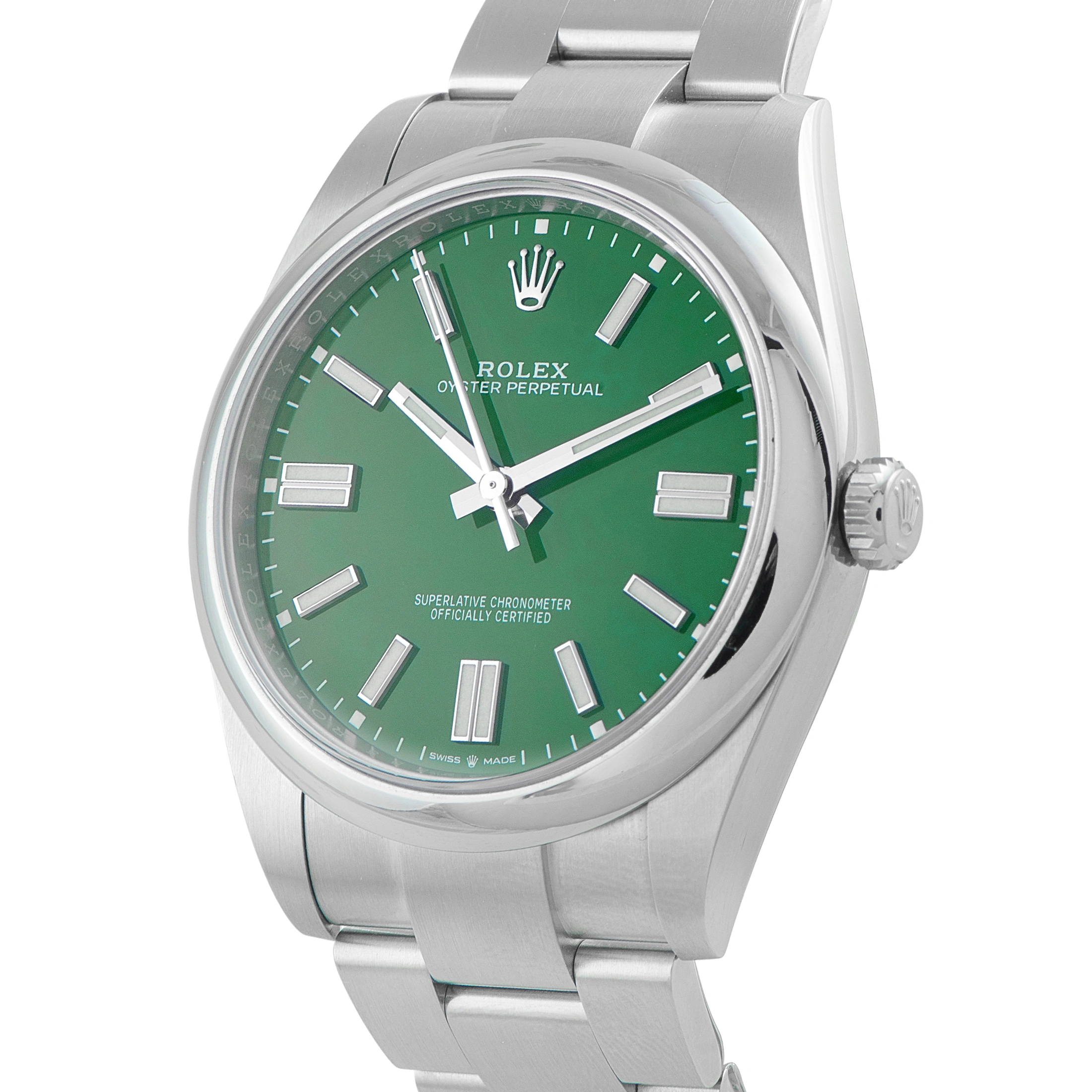 RolexOyster Perpetual 41 Green Dial Steel Watch 124300
