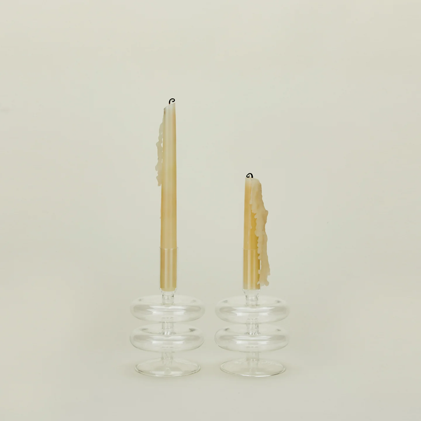 Disk Candle Holder, Set of 2 - Clear