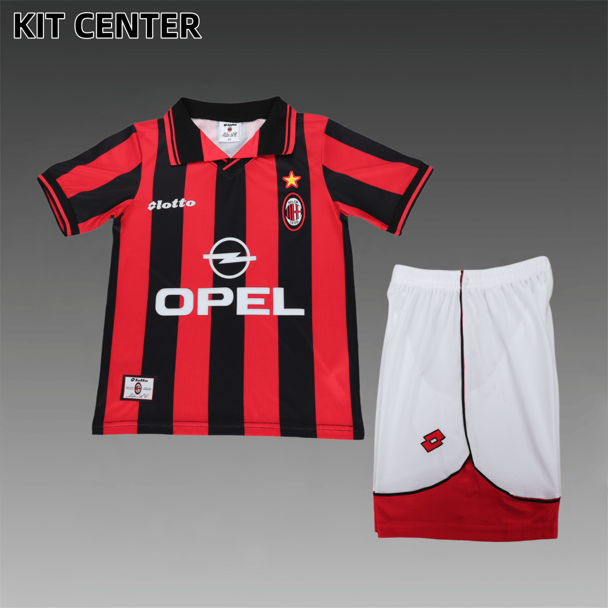 1997/1998 AC Milan home Retro Football Jersey (Kids Kit)