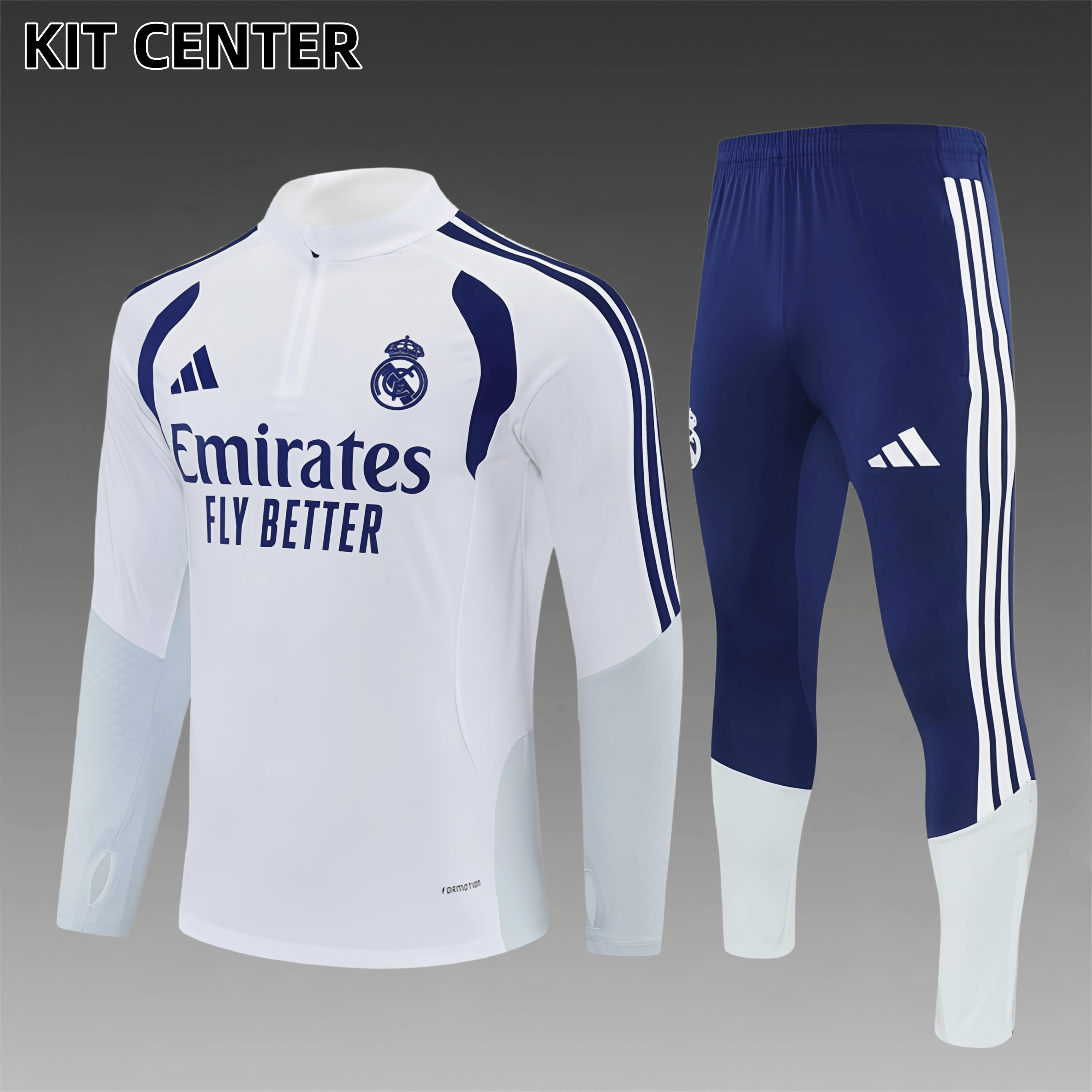 26/27 Real Madrid white Half Zip Training Kit (Adult Kids Kit)