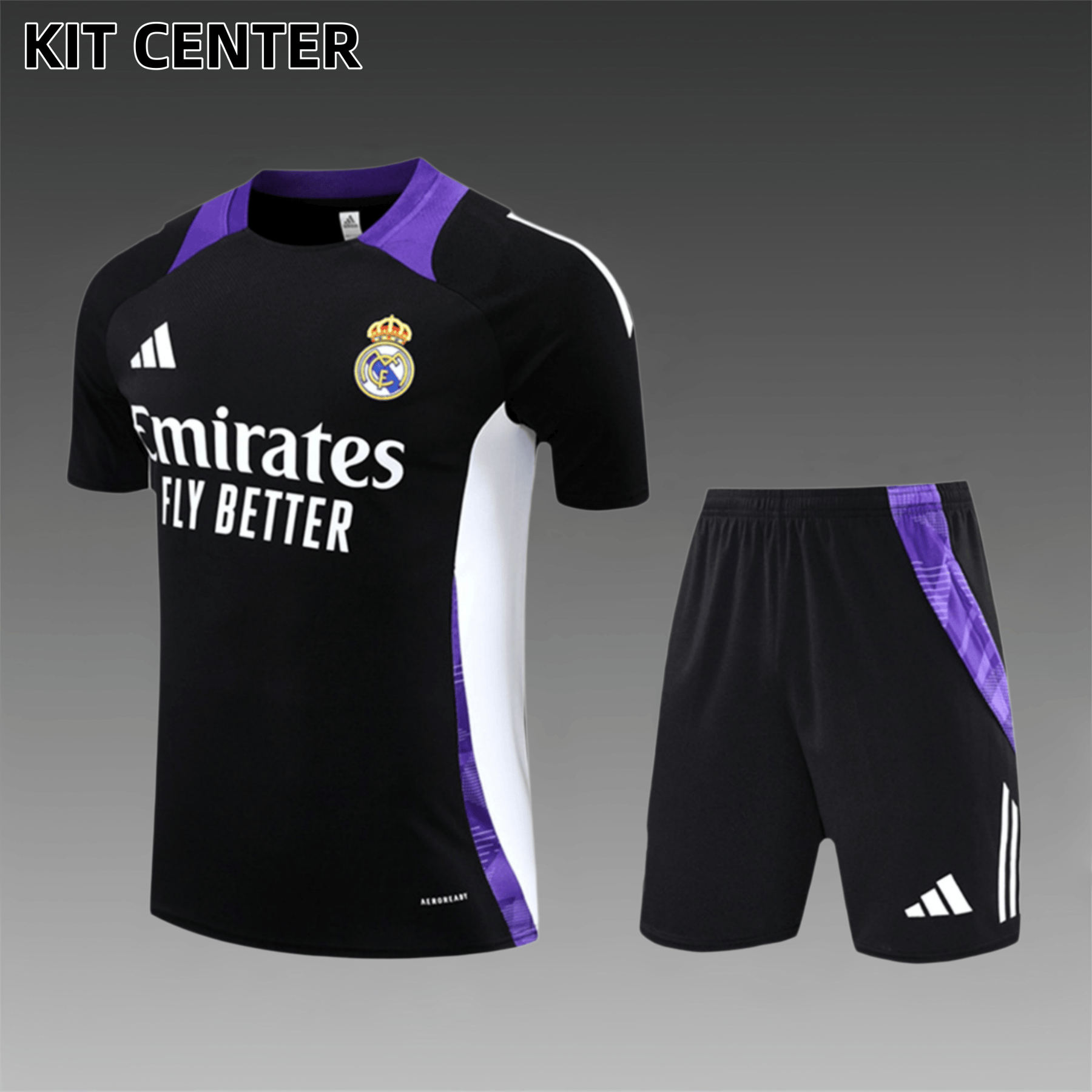2024/2025 Real Madrid Black Adult Short Sleeve Training Suit (Adult Kit)