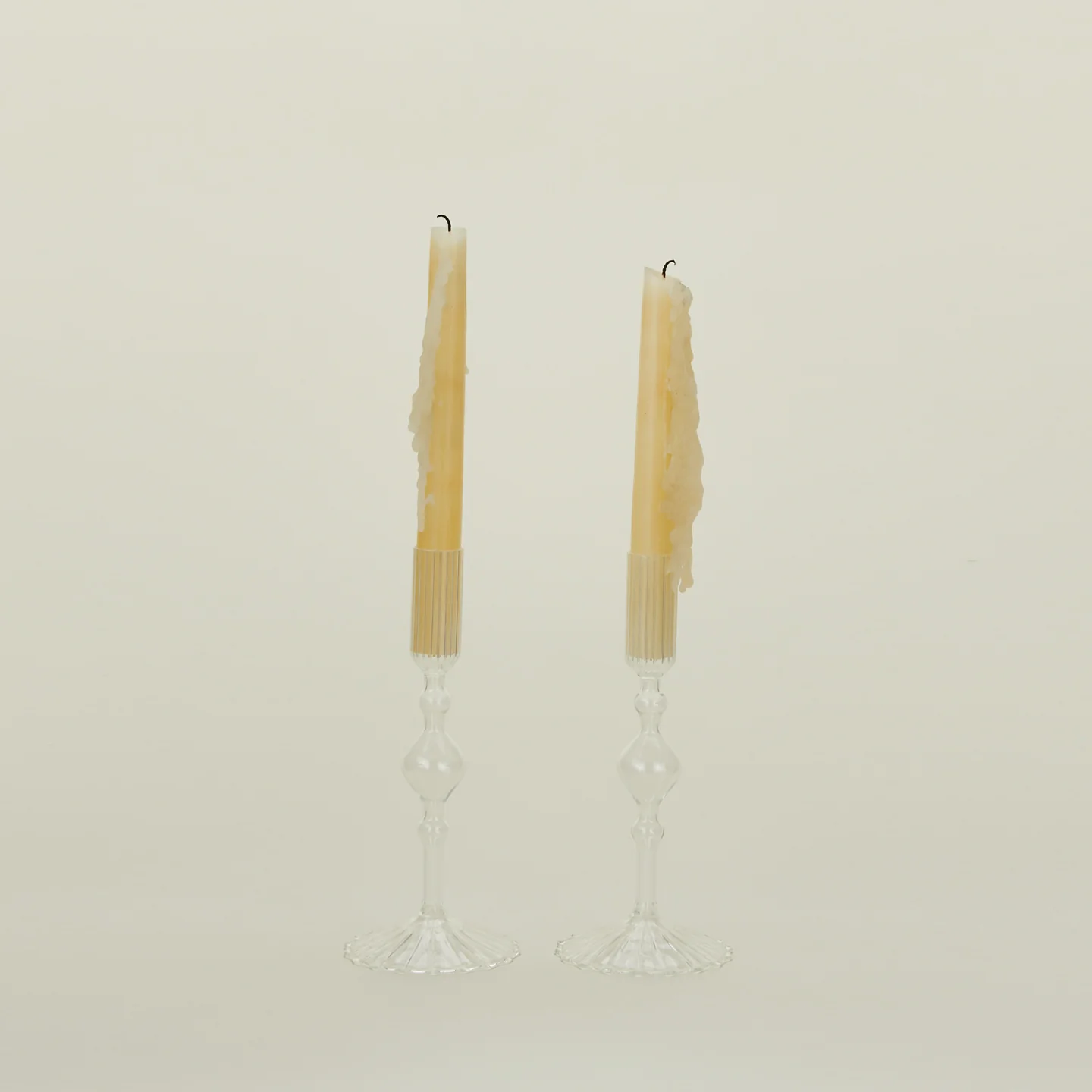 Pleated Candle Holder, Set of 2 - Clear