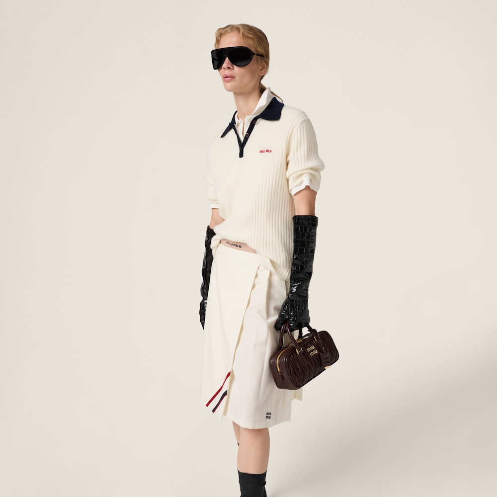 Ribbed cashmere polo shirt