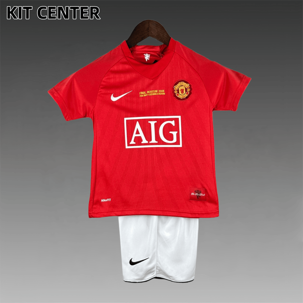 07/08 Manchester United home Champions League version ground Retro Football Soccer Kids Kit