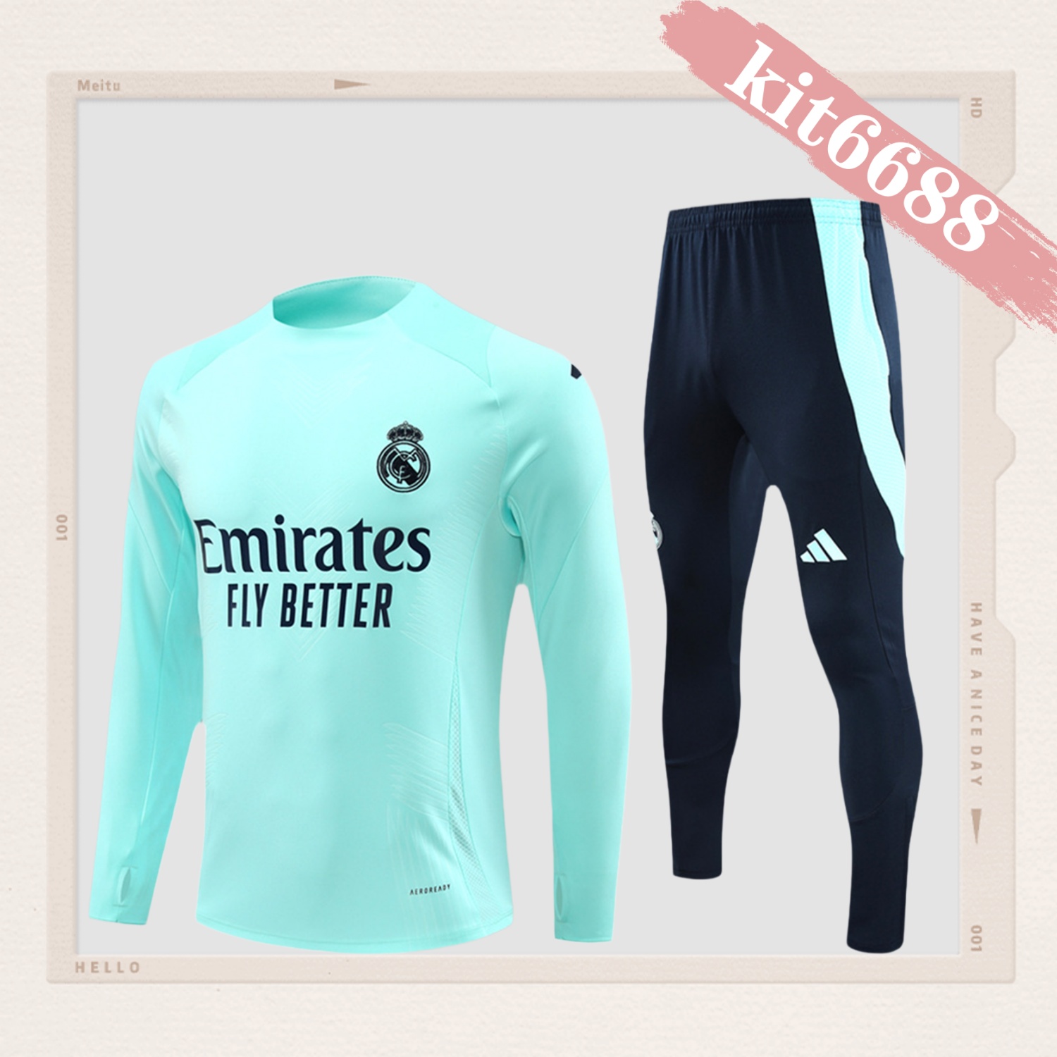 2024/2025 Real Madrid Blue Adult Half Zip Training Kit (Adult Kit)
