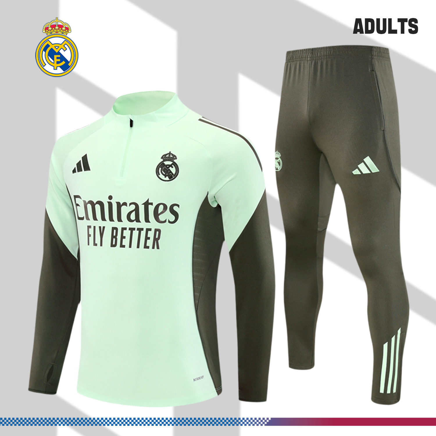 2025/2026 Real Madrid Adult Half Zip Training Kit (Adult Kit)