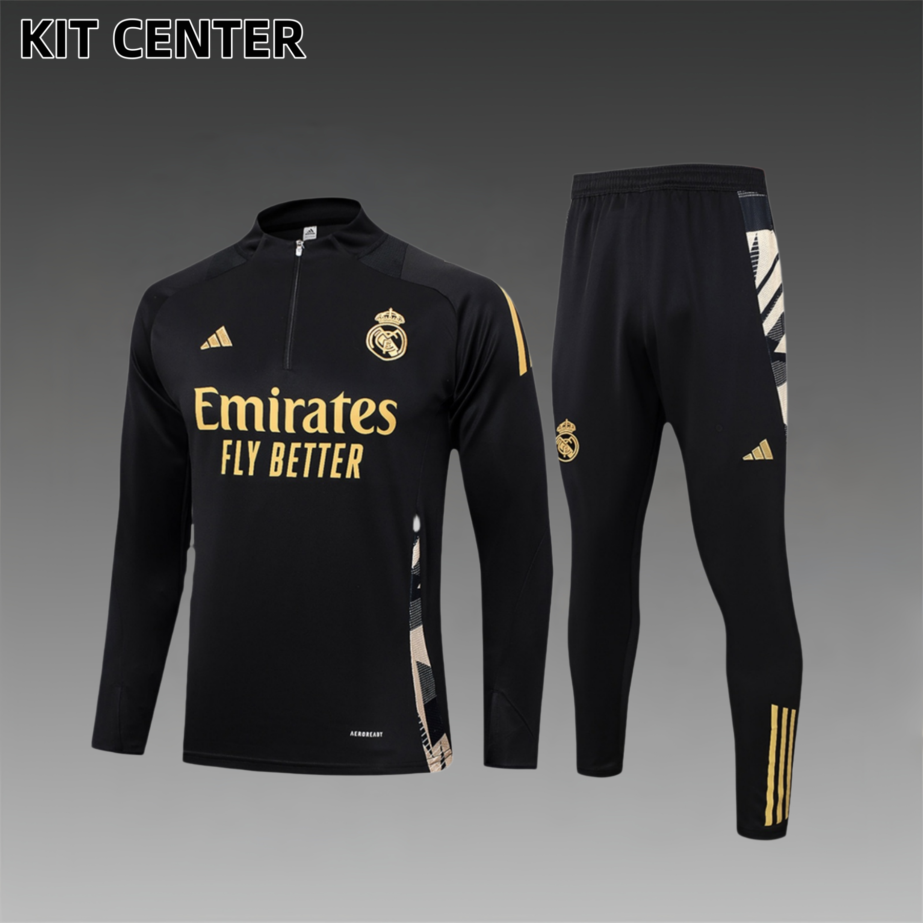 2024/2025 Real Madrid Black Adult Half Zip Training Kit (Adult Kit)
