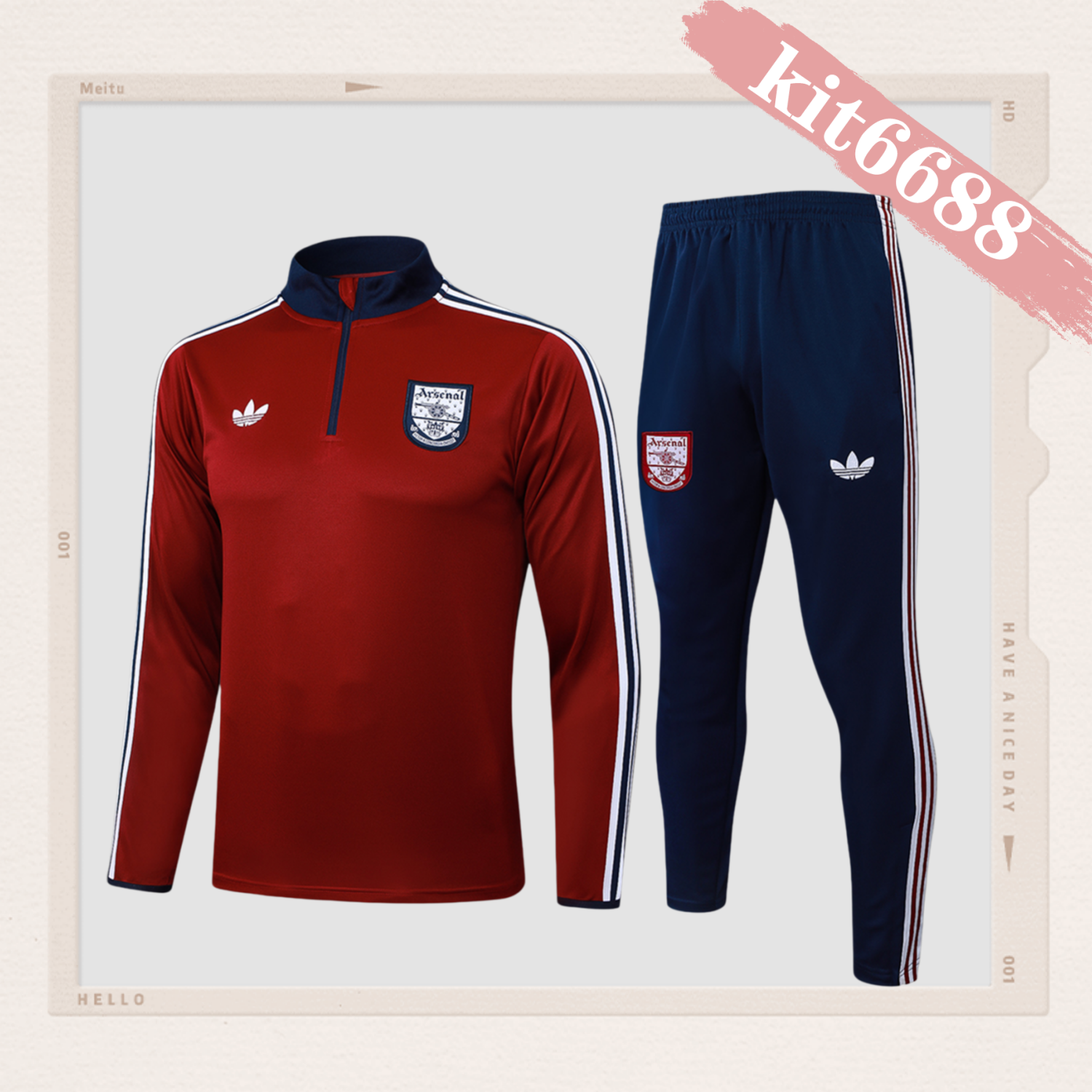 2025/2026 Arsenal Adult Burgundy Half Zip Training Suit (Adult Kit)
