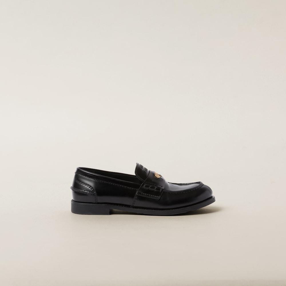 Brushed leather penny loafers