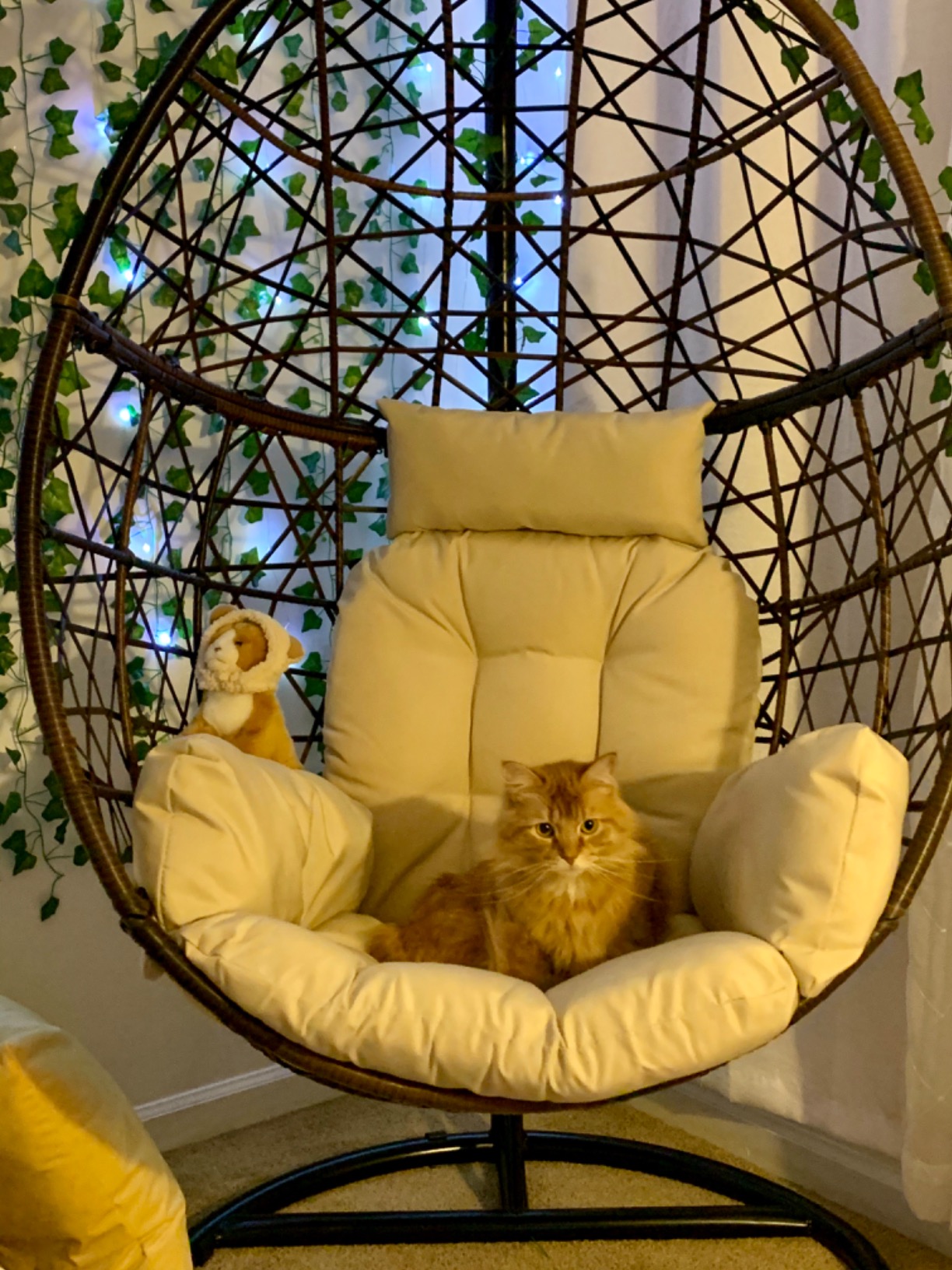 Double Egg Chair with Stand, Luxury Wicker Rattan Patio Basket Swing Egg Chair