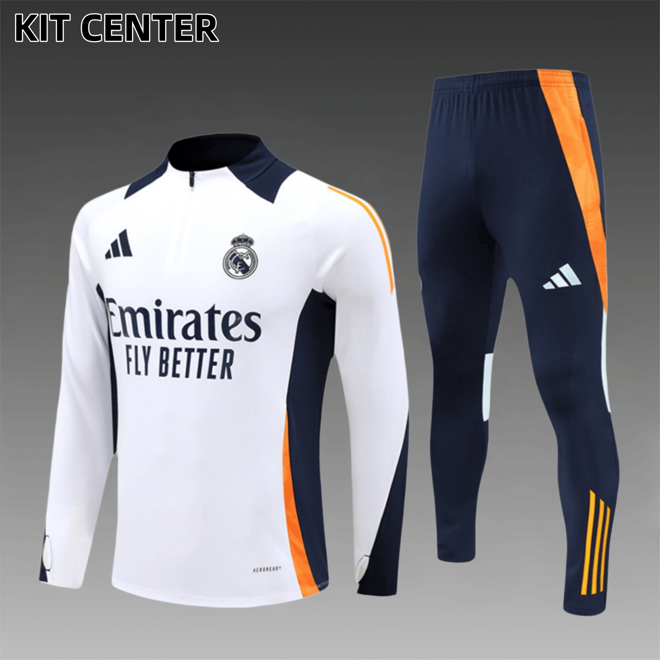 2024/2025 Real Madrid White Kids Half Zip Training Kit (Kids Kit)
