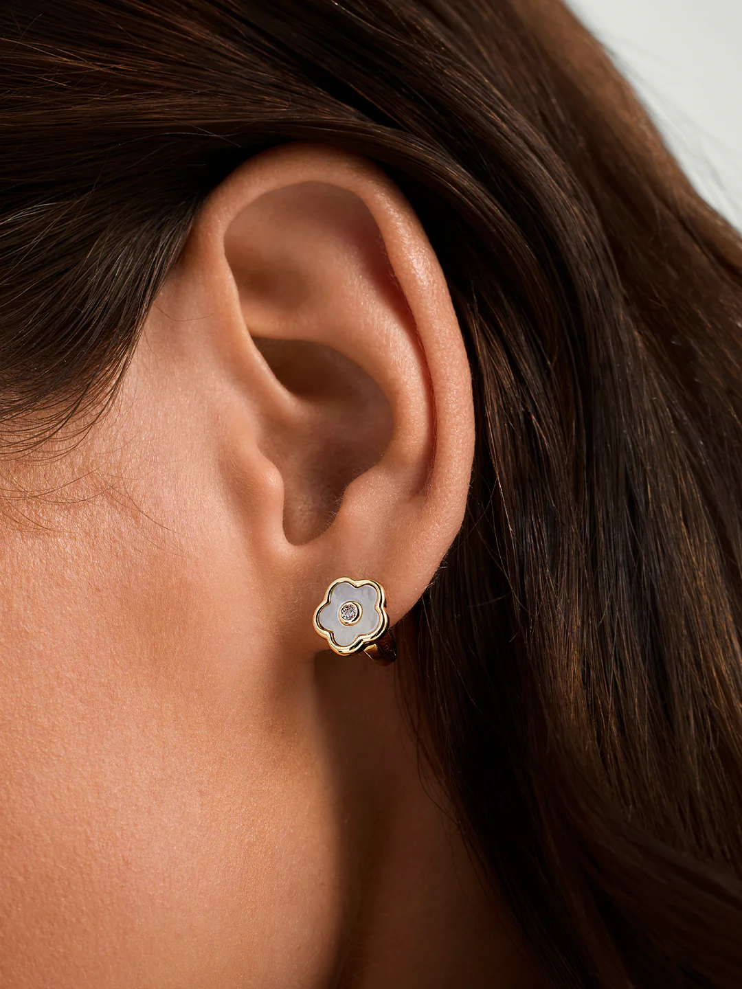 Mother of Pearl Flower Huggies