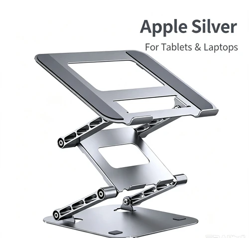 Multi-Layer Adjustable Carbon Steel Laptop Riser, Foldable Ergonomic Notebook Tablet Stand, Hollow Heat Dissipation Desk Holder for Home Office Work