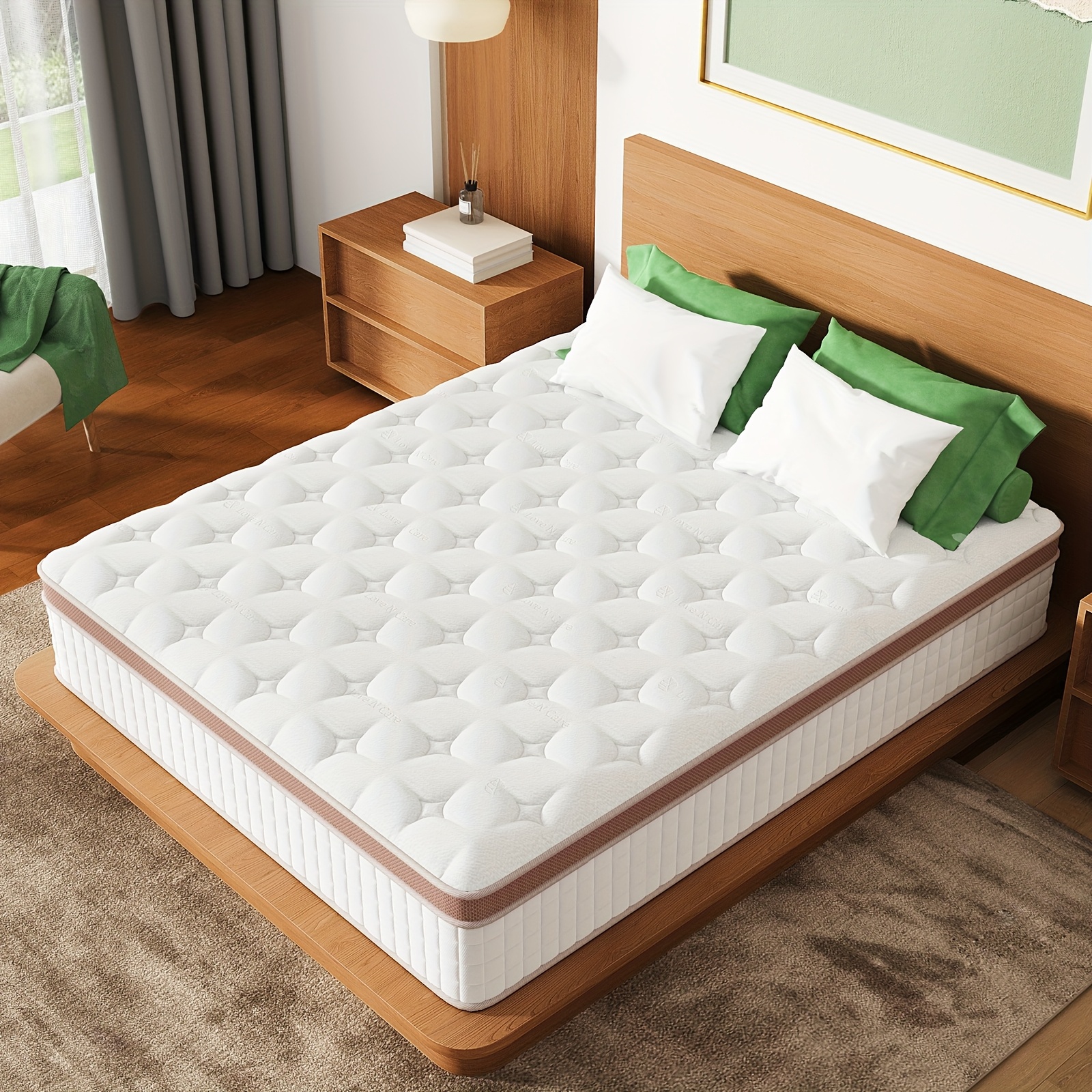 A premium hard hybrid mattress from 12inch to 14inch, European-style top luxury mattress - a combination of gel memory foam and springs, suitable for motion isolation and edge support, with a 365-night trial period