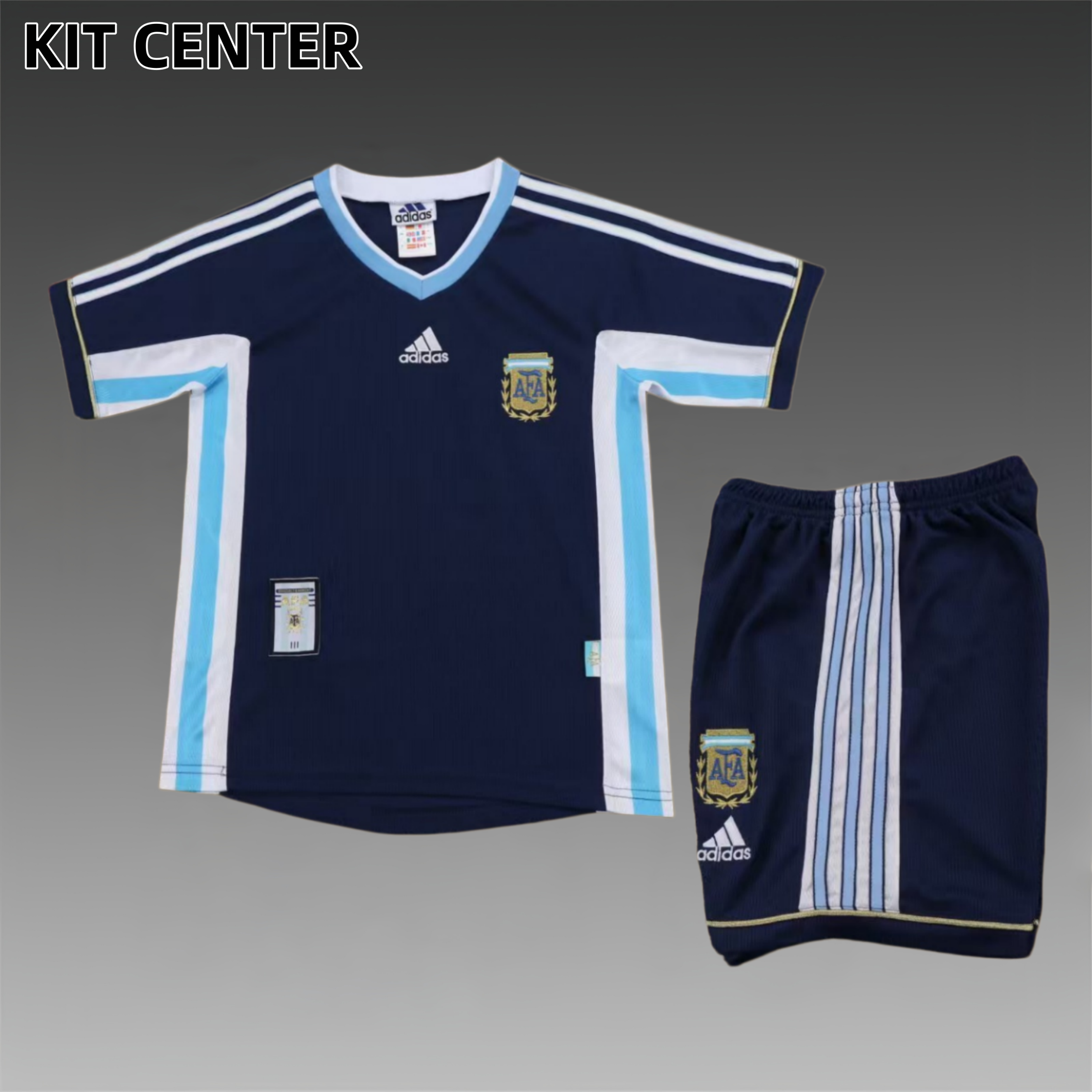1998 Argentina Away Retro  Football Shirt ( Kids Kit )