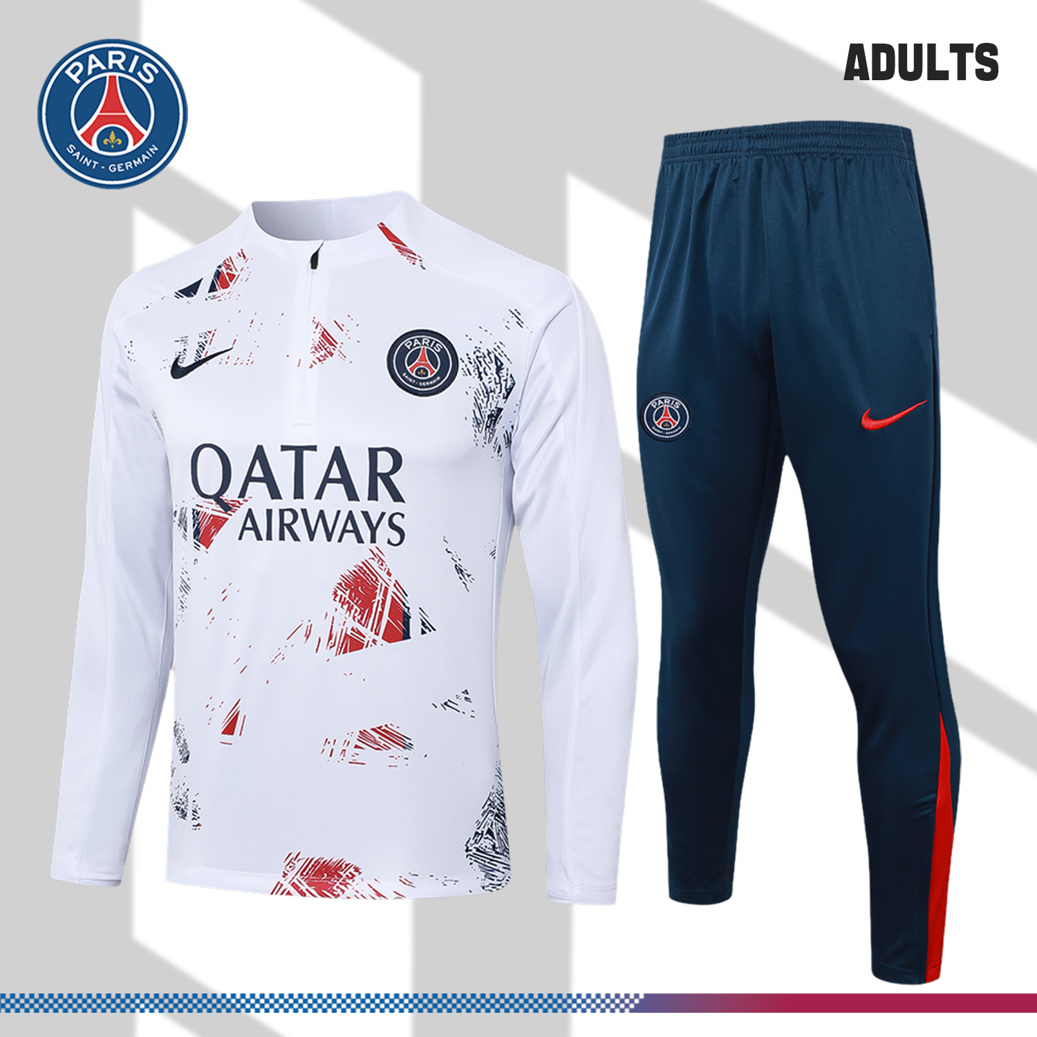 24/25 Paris Saint-Germain Half-Zip Tracksuit (Adult Kit)