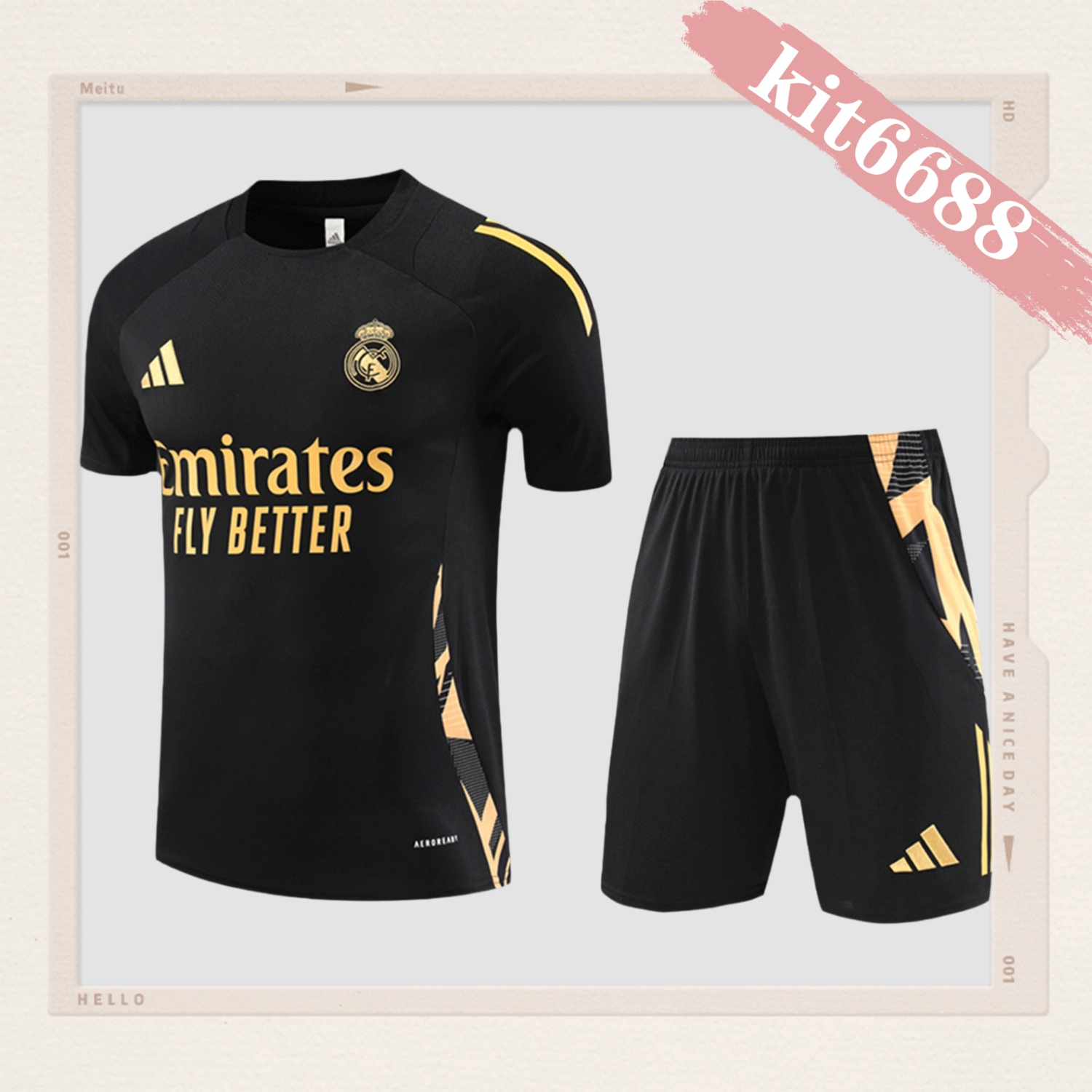2024/2025 Real Madrid Black Adult Short Sleeve Training Suit (Adult Kit)